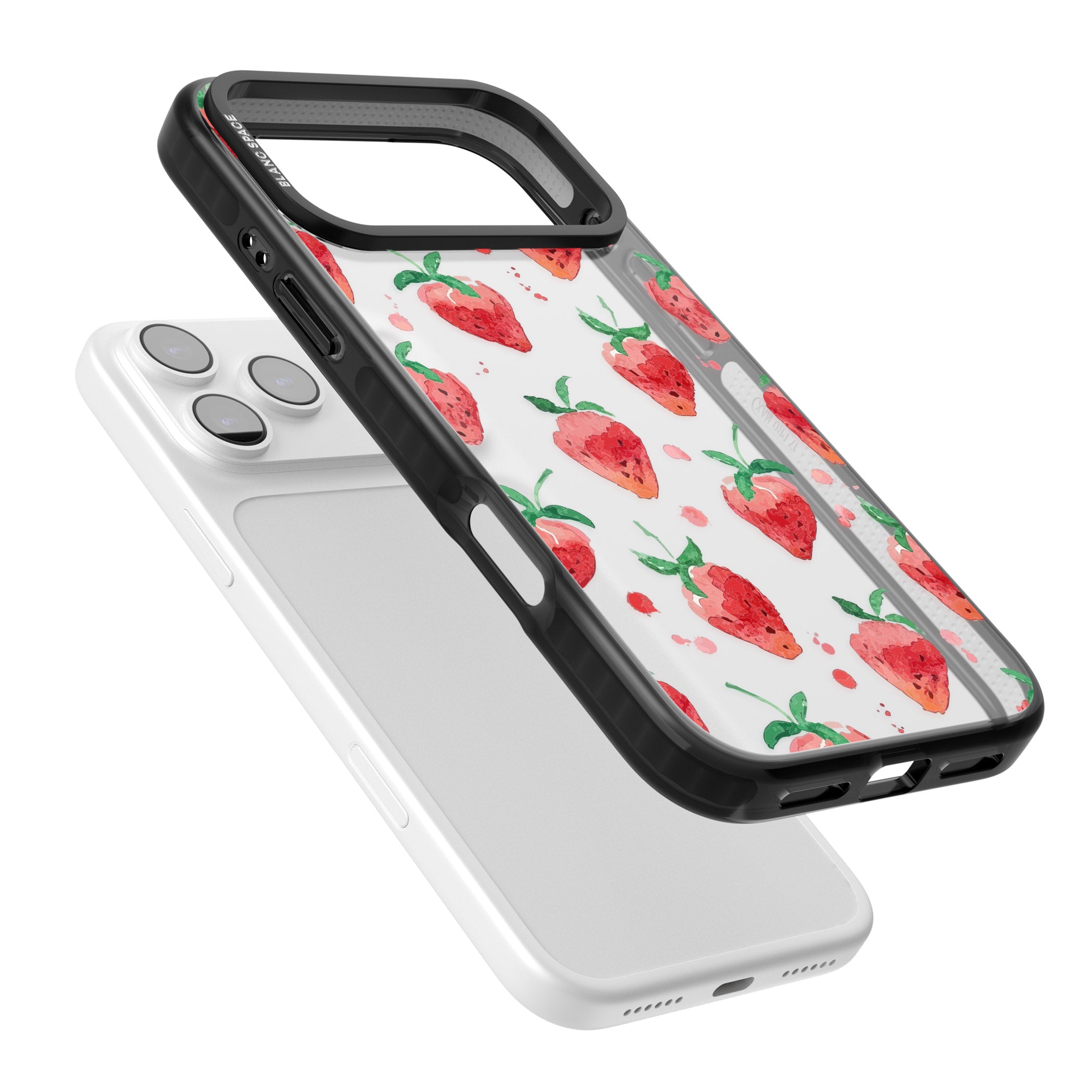 Strawberry Watercolour iPhone 17 Pro Max Impact Black Phone Case Colours