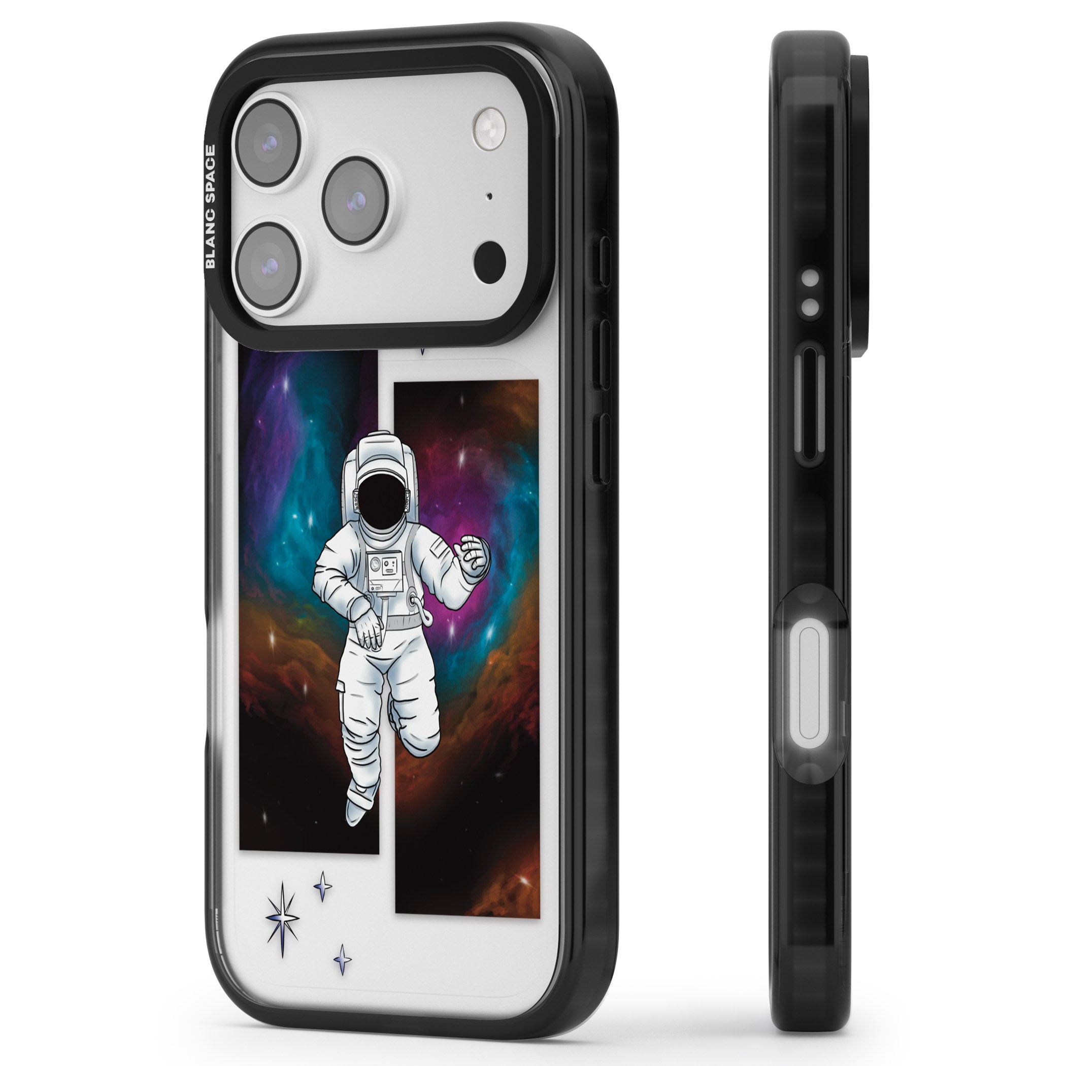 Escape The Nebula iPhone 17 Pro Max Impact Black Phone Case Side Profile