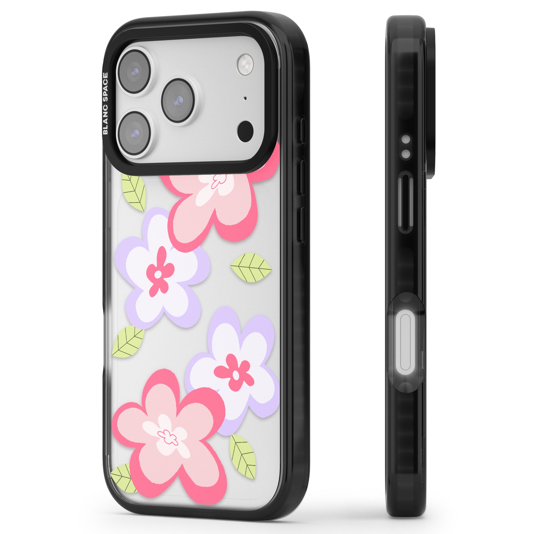 Funky Flowers iPhone 17 Pro Max Impact Black Phone Case Side Profile