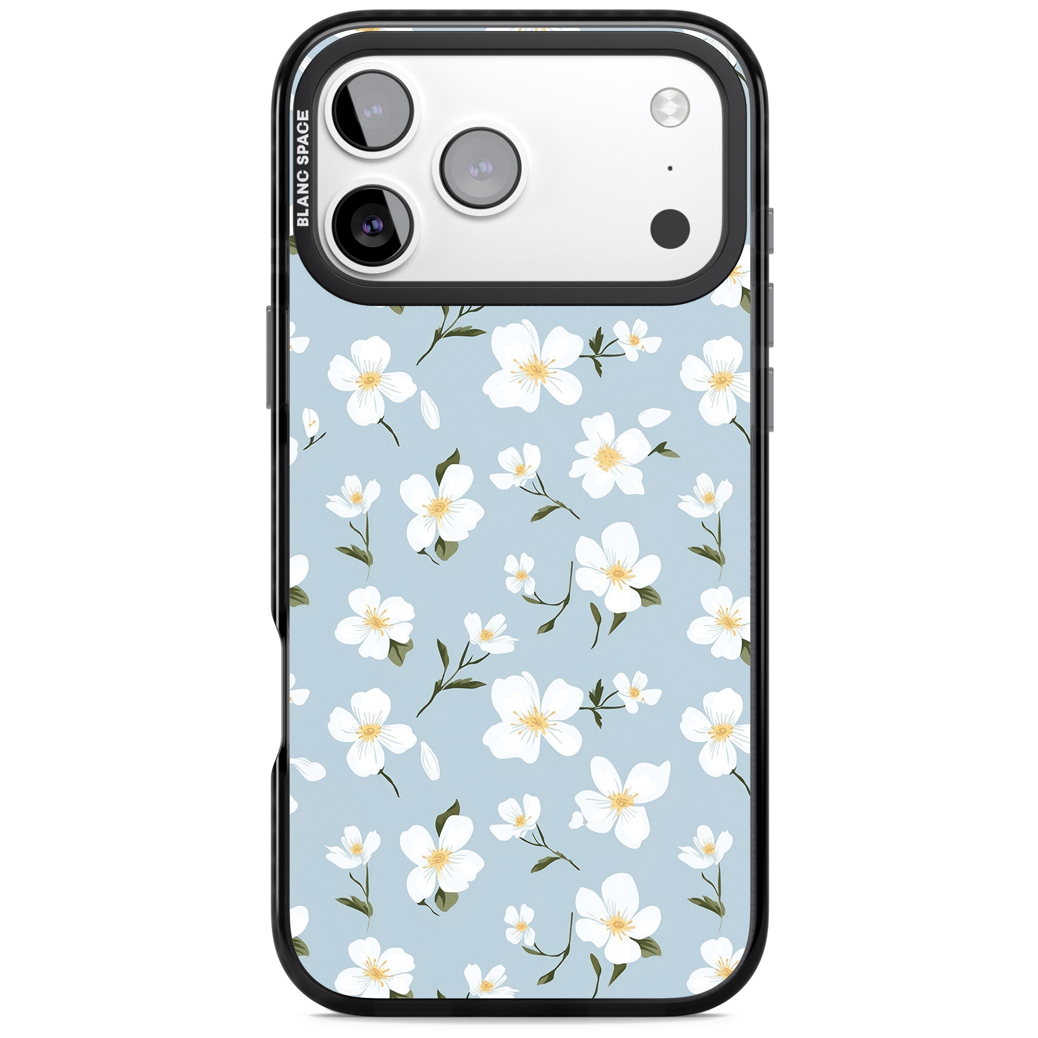 Soft White Blossoms iPhone 17 Pro Max Impact Black Phone Case