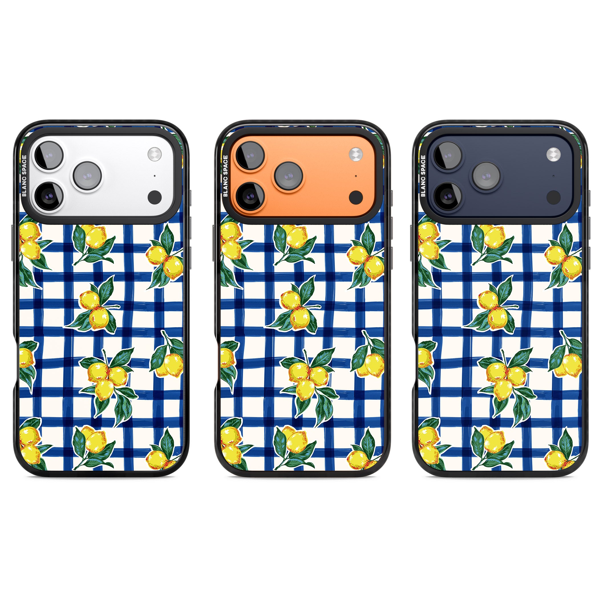 Lemon Gingham iPhone 17 Pro Impact Black Phone Case APT Impact Protection