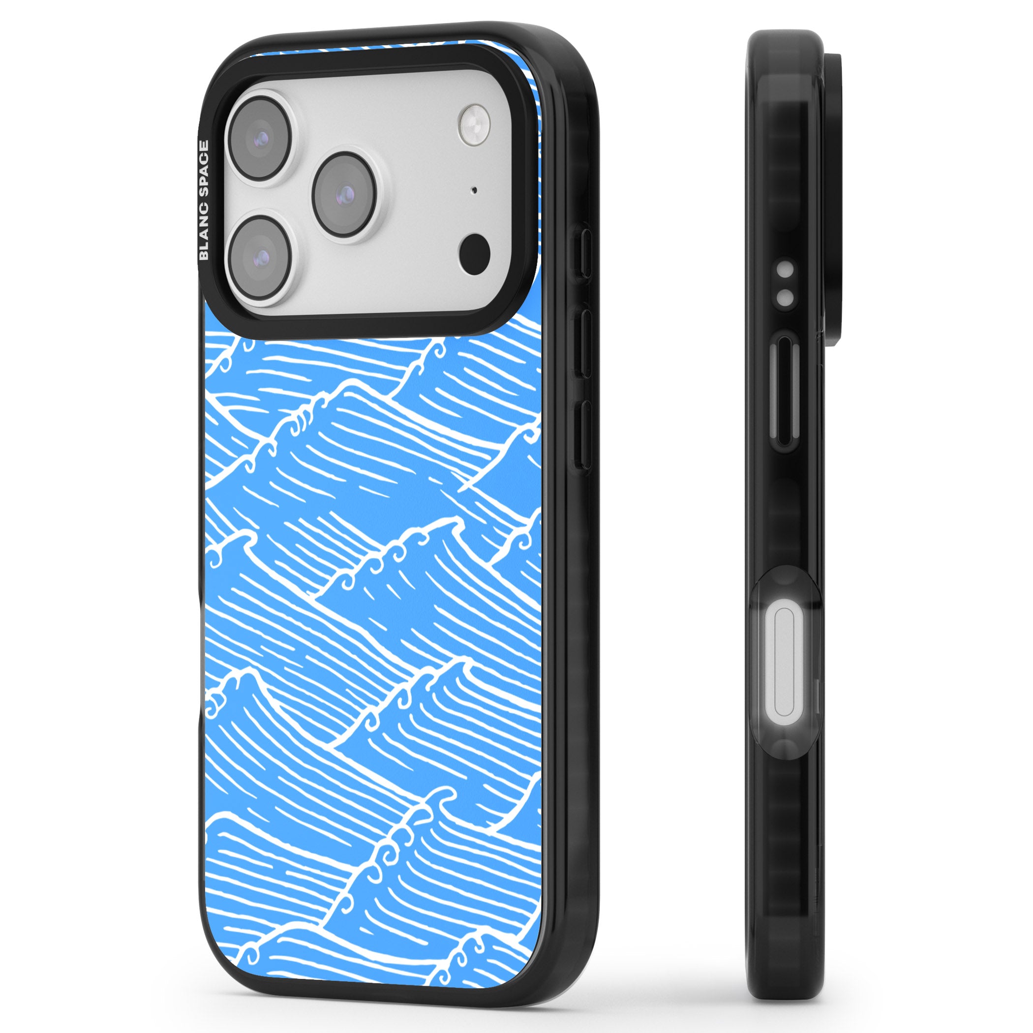 Waves Pattern iPhone 17 Pro Max Impact Black Phone Case Side Profile