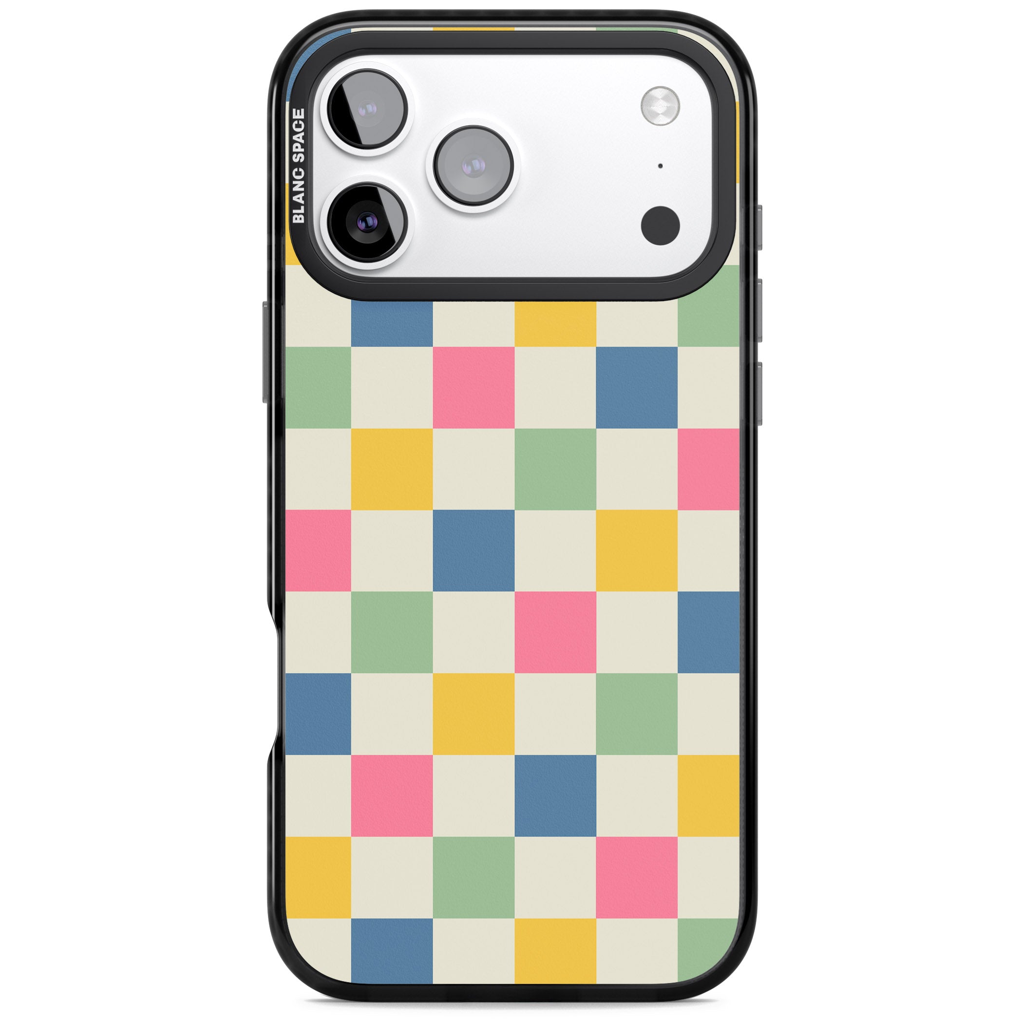 Pastel Multicolor Checkered iPhone 17 Pro Max Impact Black Phone Case