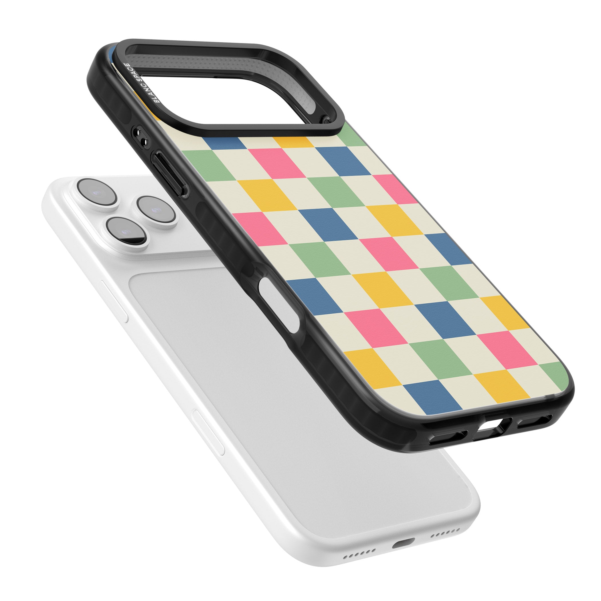 Pastel Multicolor Checkered iPhone 17 Pro Max Impact Black Phone Case Colours