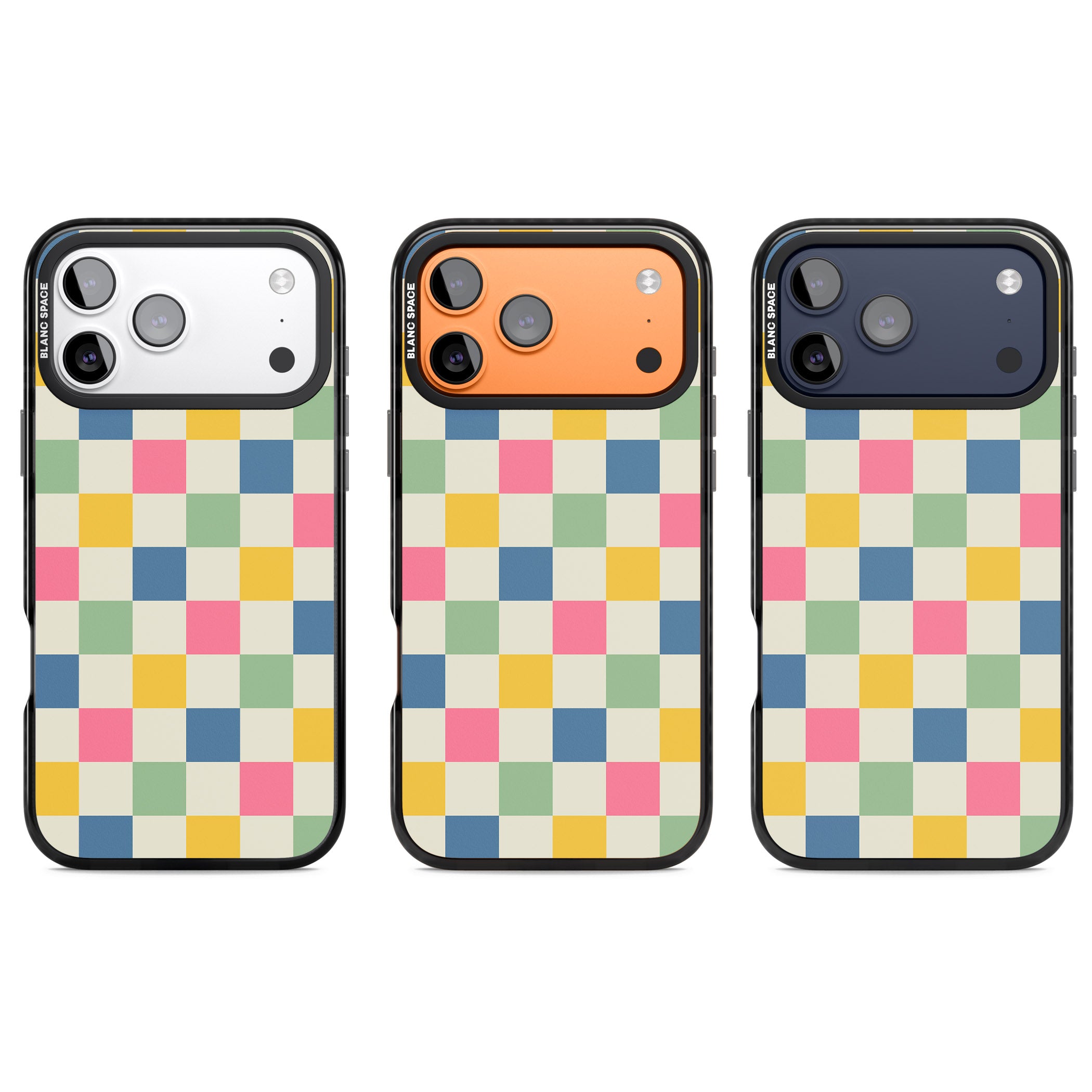 Pastel Multicolor Checkered iPhone 17 Pro Impact Black Phone Case APT Impact Protection