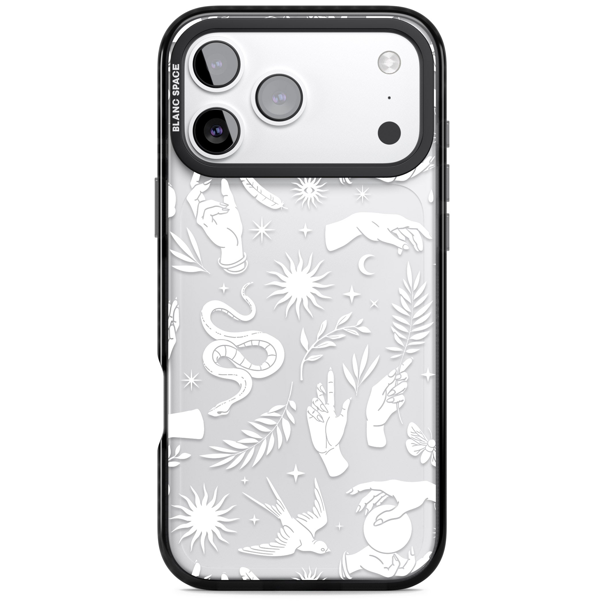 Celestial Pattern (White) iPhone 17 Pro Max Impact Black Phone Case