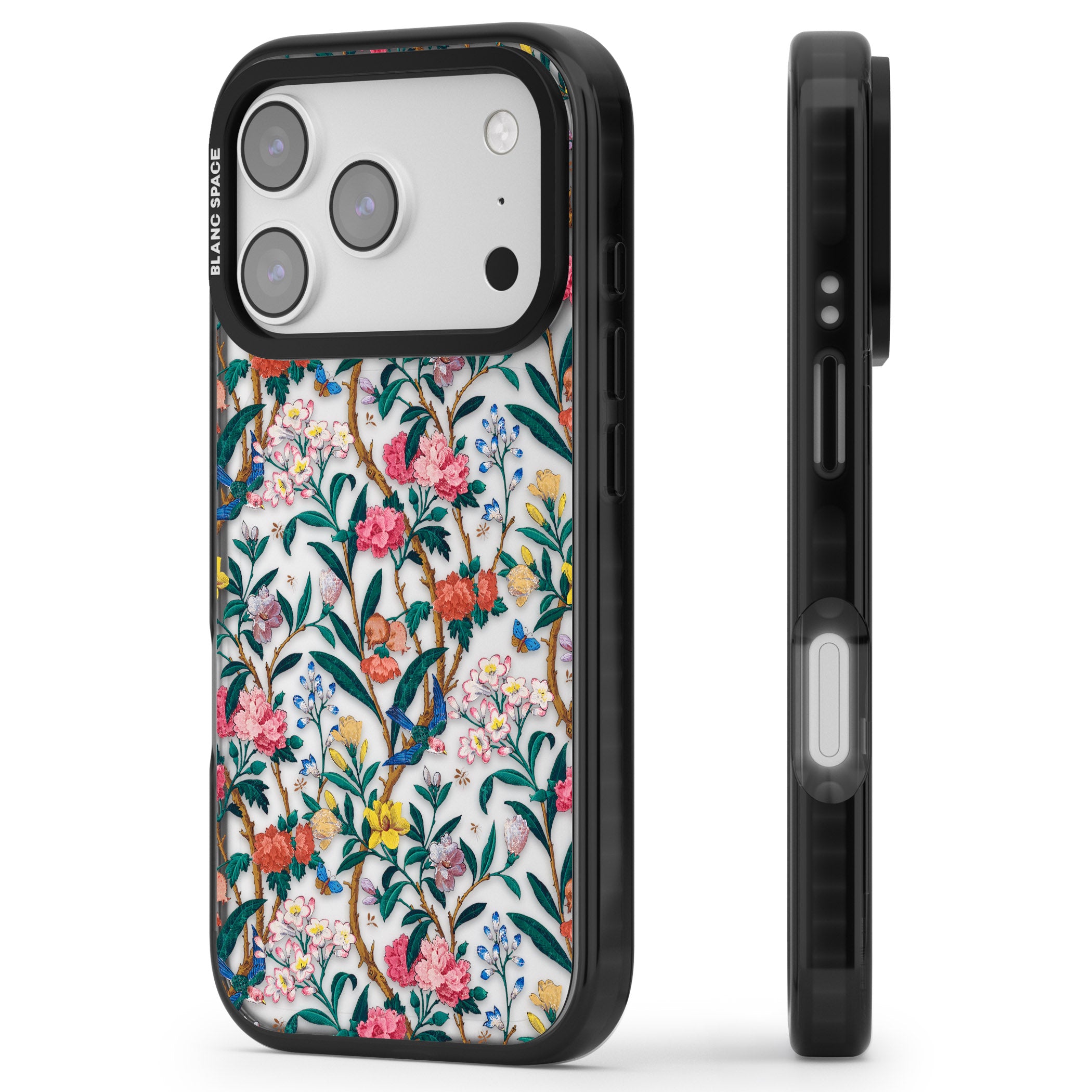 Vines & Flowers iPhone 17 Pro Max Impact Black Phone Case Side Profile