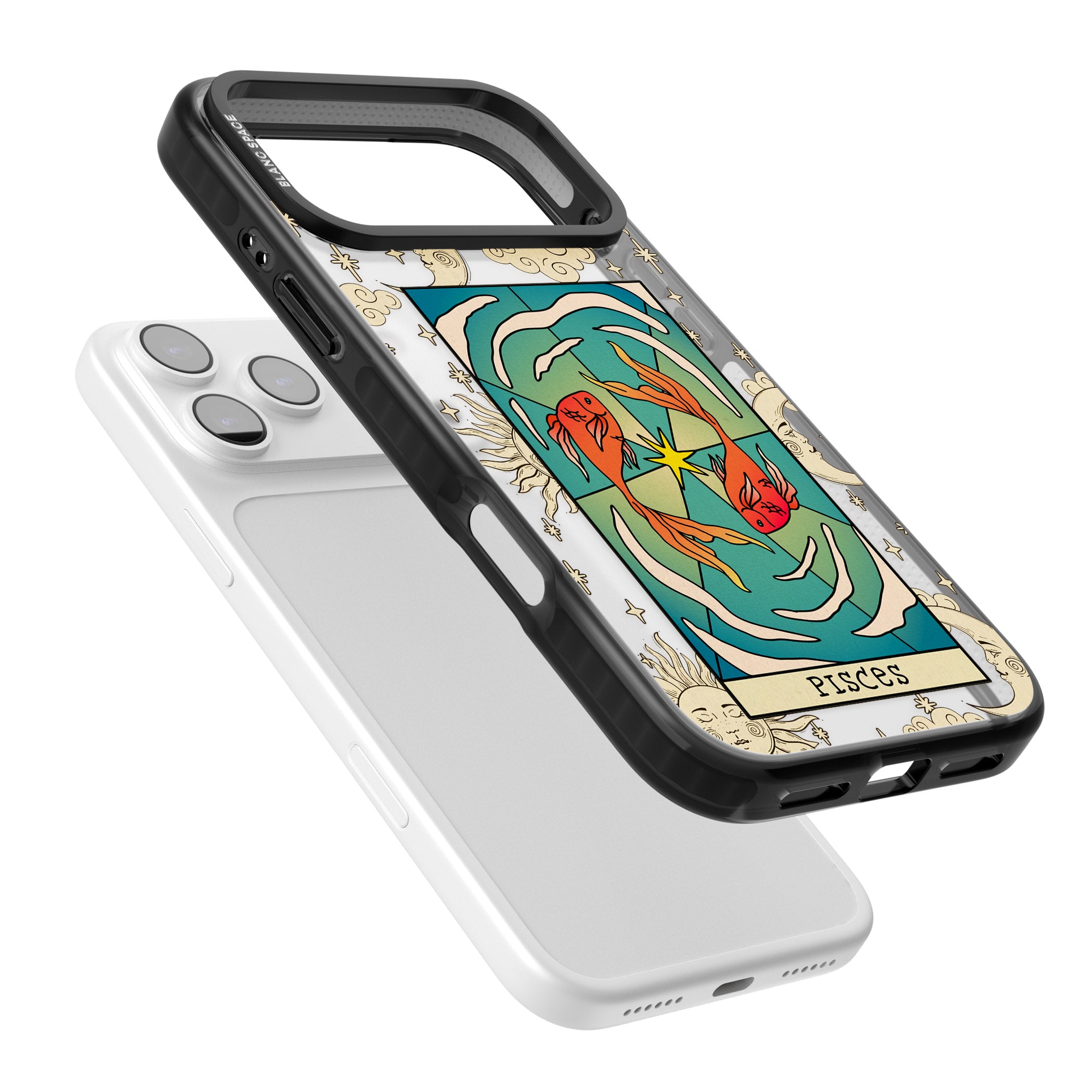 Celestial Zodiac Pisces iPhone 17 Pro Max Impact Black Phone Case Colours