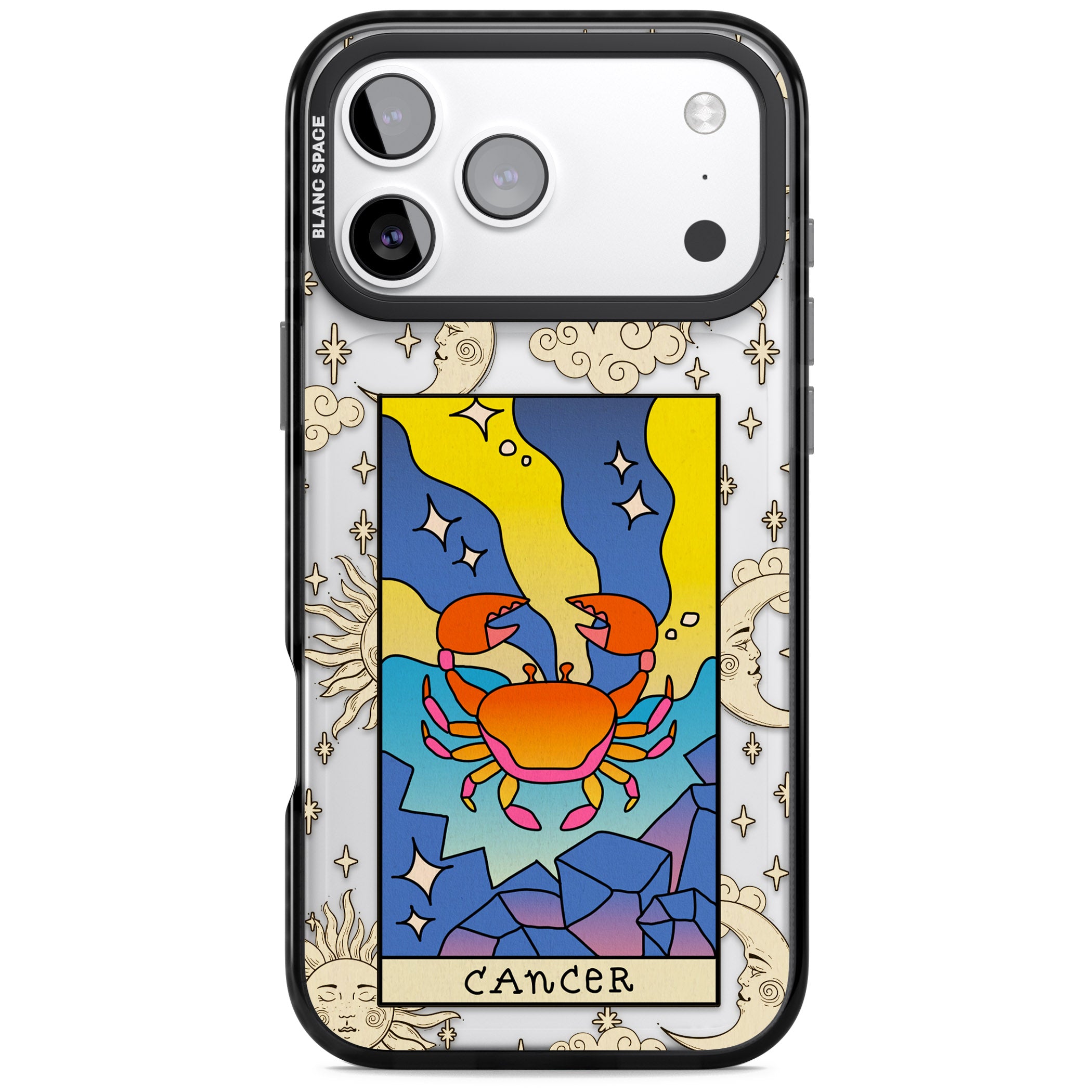 Celestial Zodiac Cancer iPhone 17 Pro Max Impact Black Phone Case