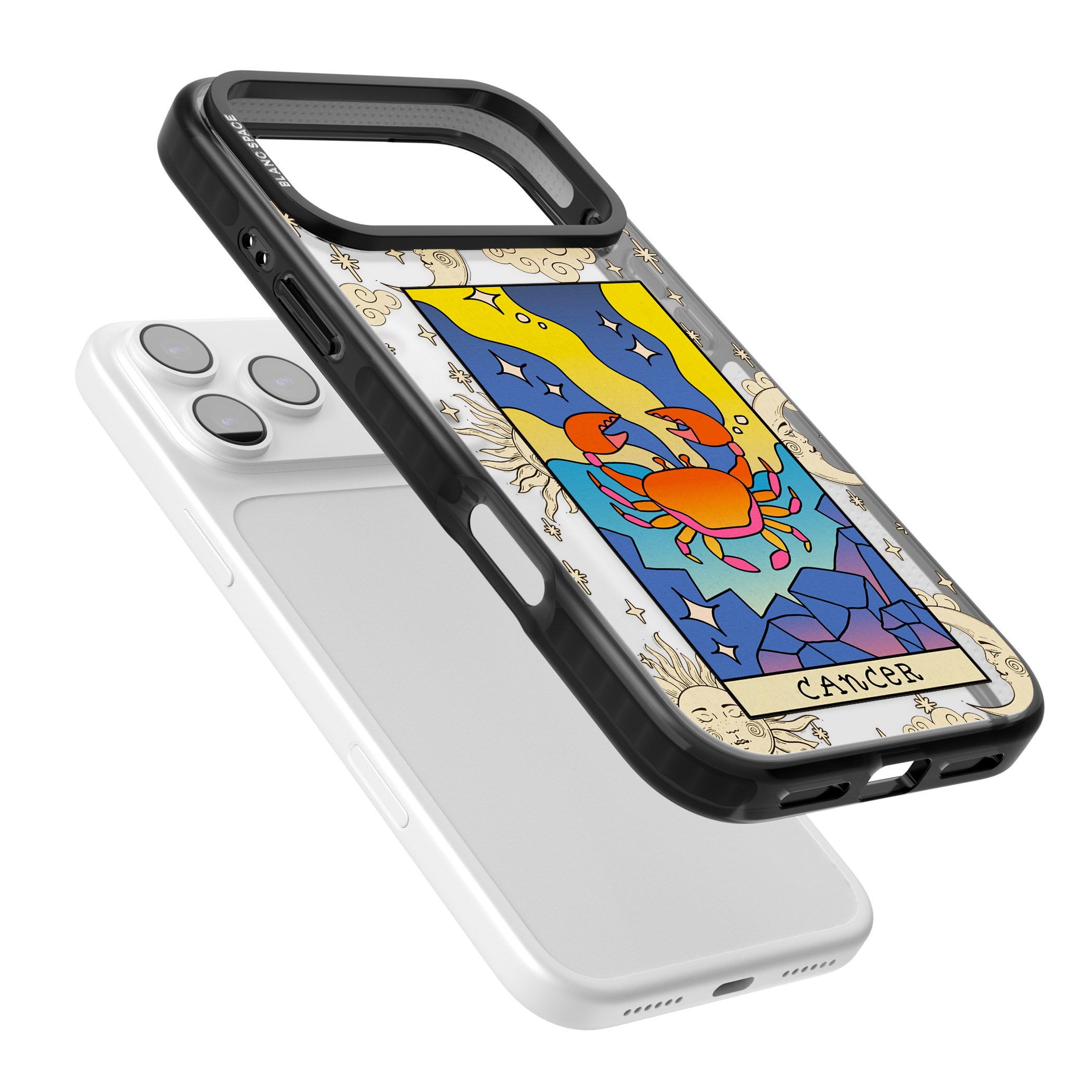 Celestial Zodiac Cancer iPhone 17 Pro Max Impact Black Phone Case Colours