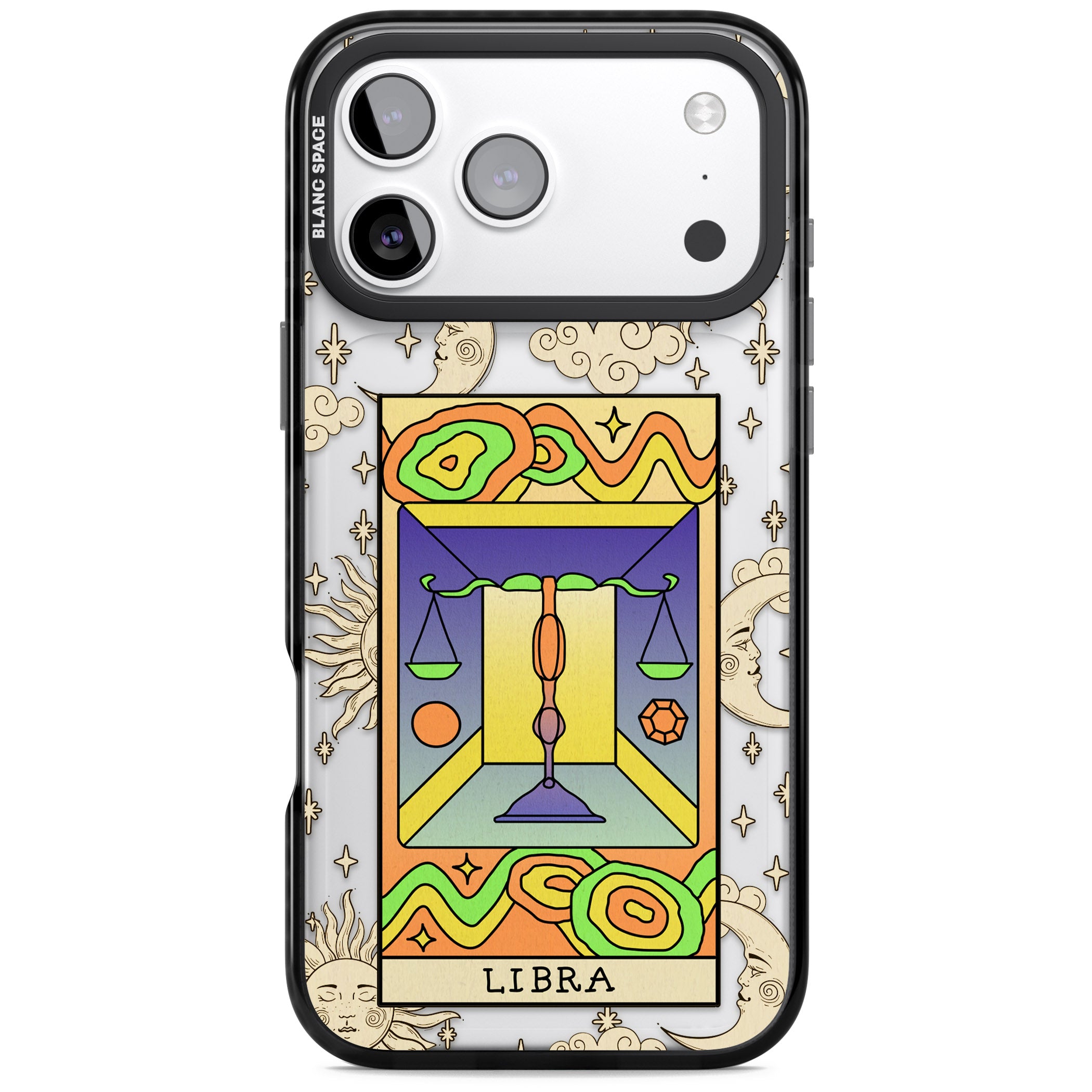 Celestial Zodiac Libra iPhone 17 Pro Max Impact Black Phone Case
