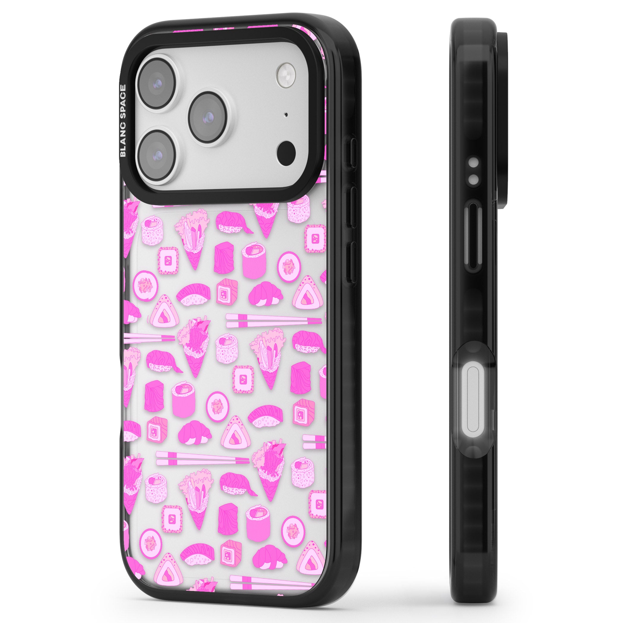 Pink Sushi Pop iPhone 17 Pro Max Impact Black Phone Case Side Profile