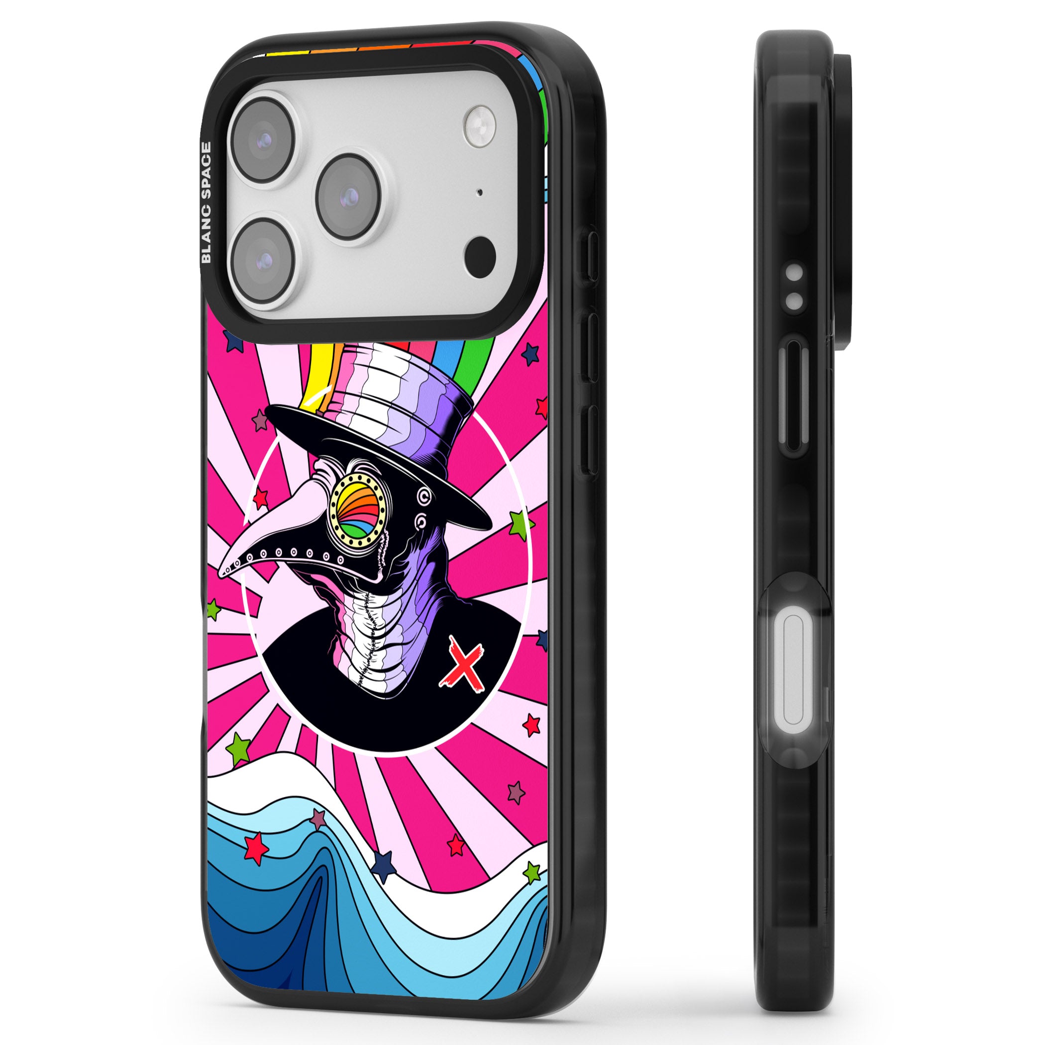 Plague Doctor Passion iPhone 17 Pro Max Impact Black Phone Case Side Profile