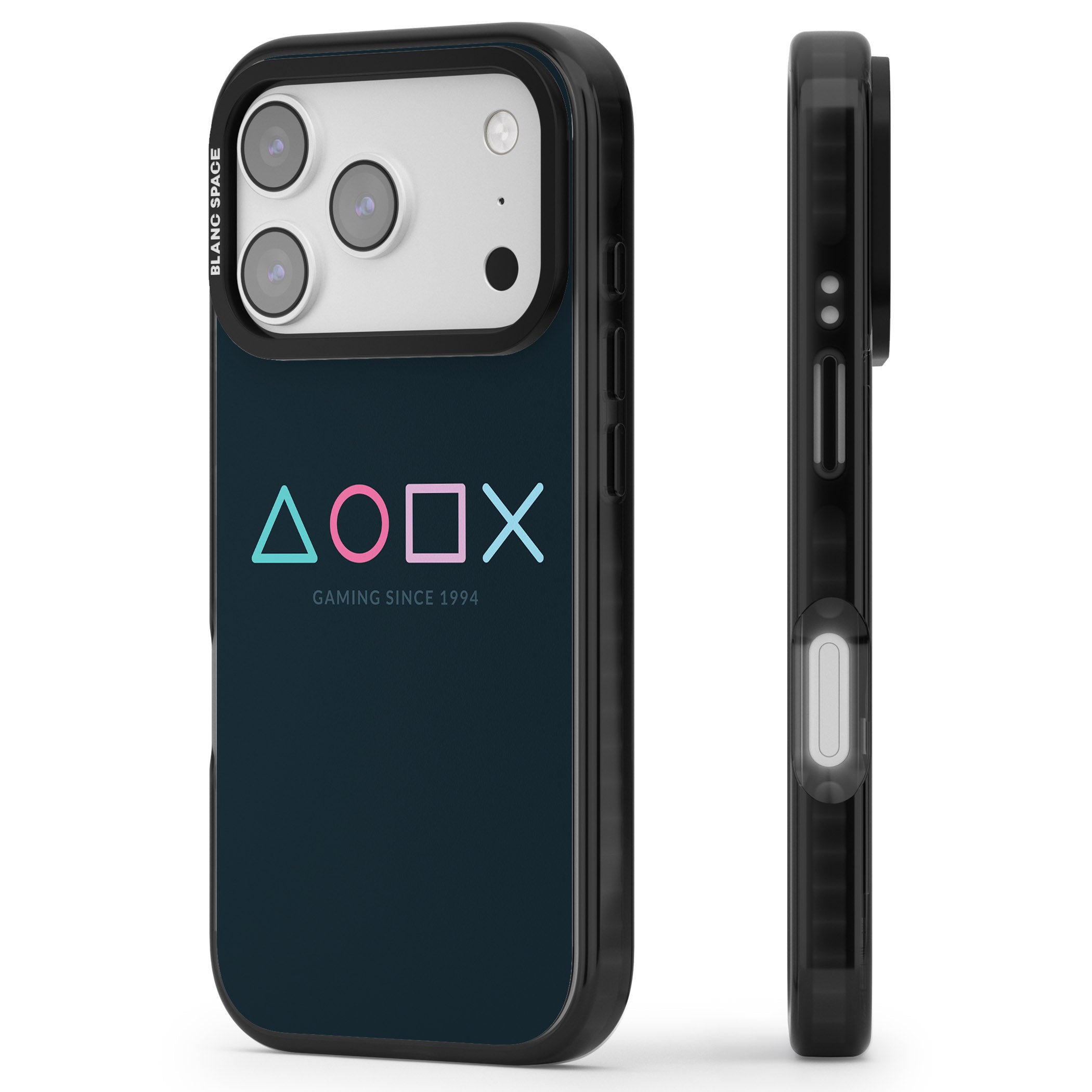 Gaming Since 1994 Station iPhone 17 Pro Max Impact Black Phone Case Side Profile