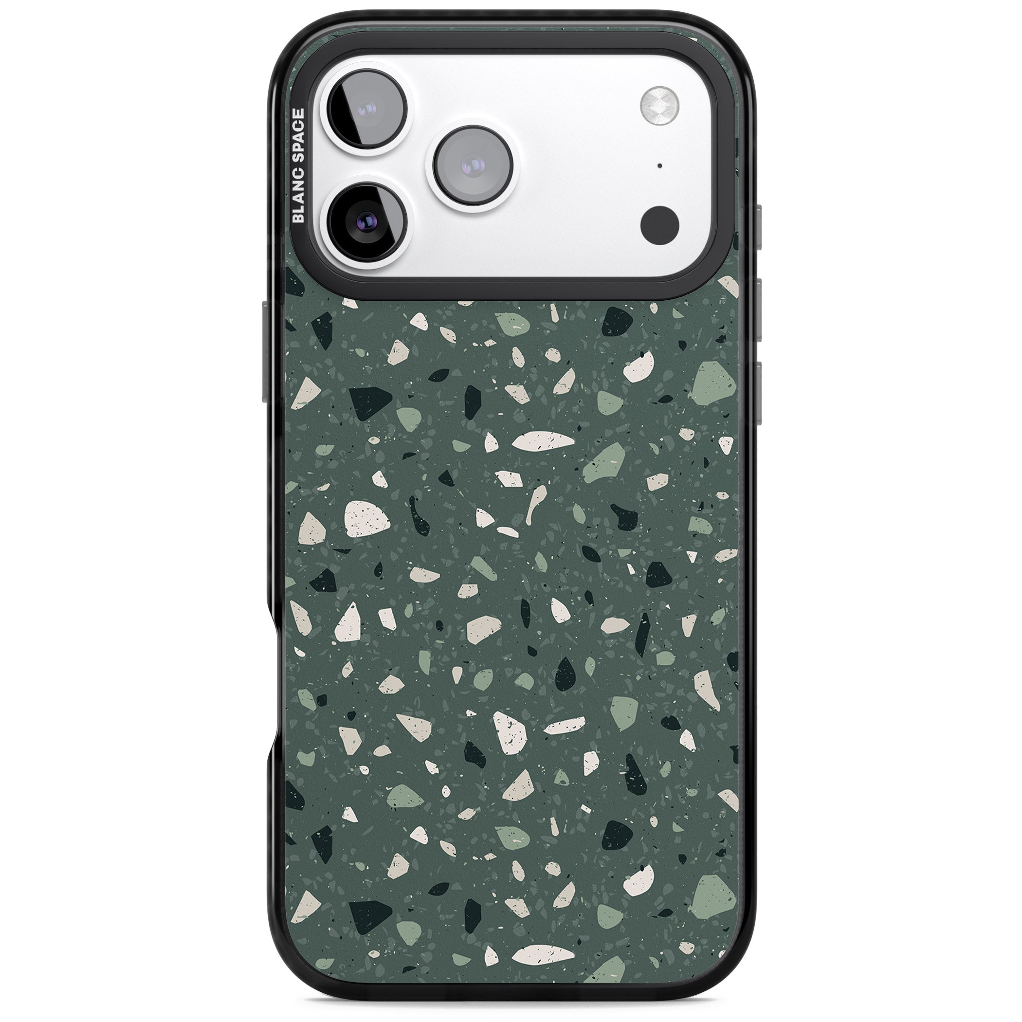 Green & Cream Terrazzo Pattern iPhone 17 Pro Max Impact Black Phone Case