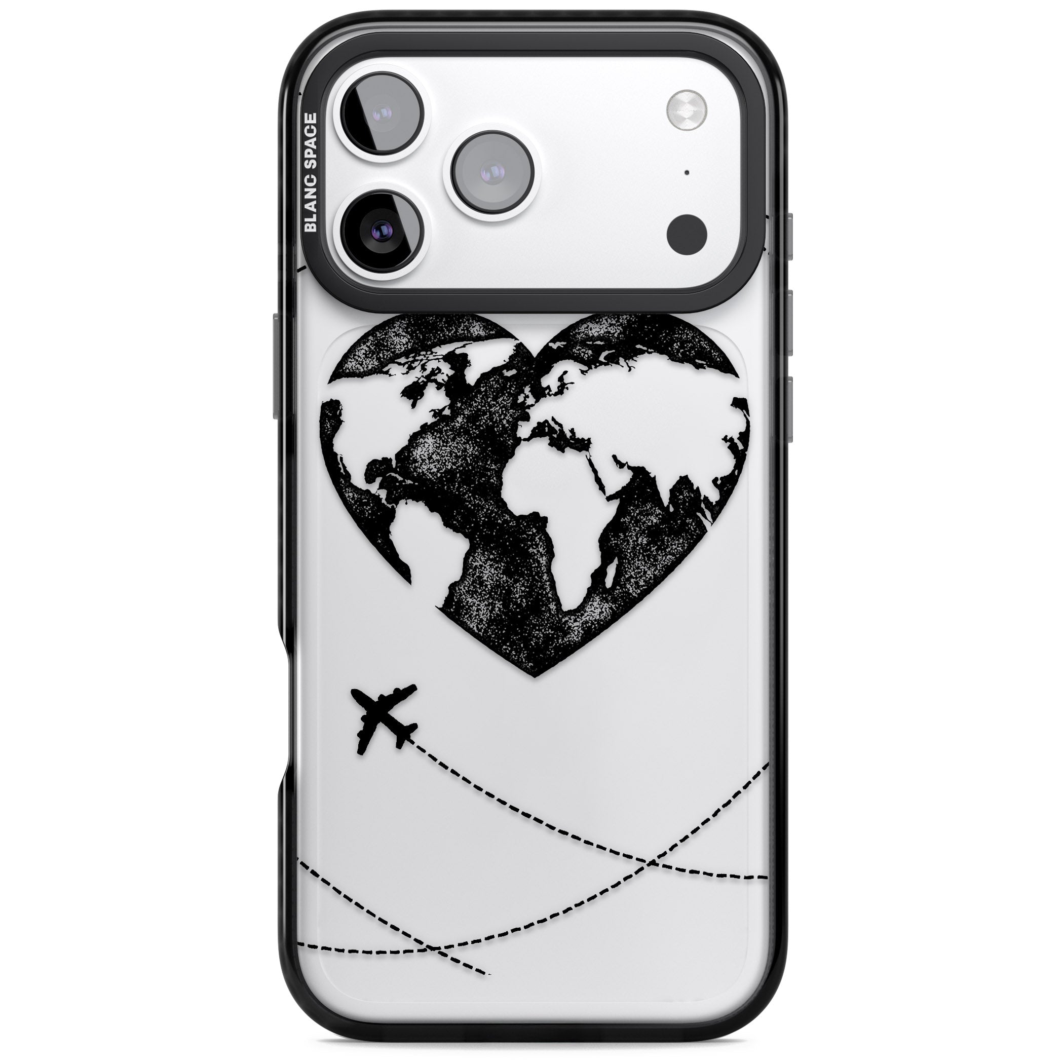 Globe Heart iPhone 17 Pro Max Impact Black Phone Case