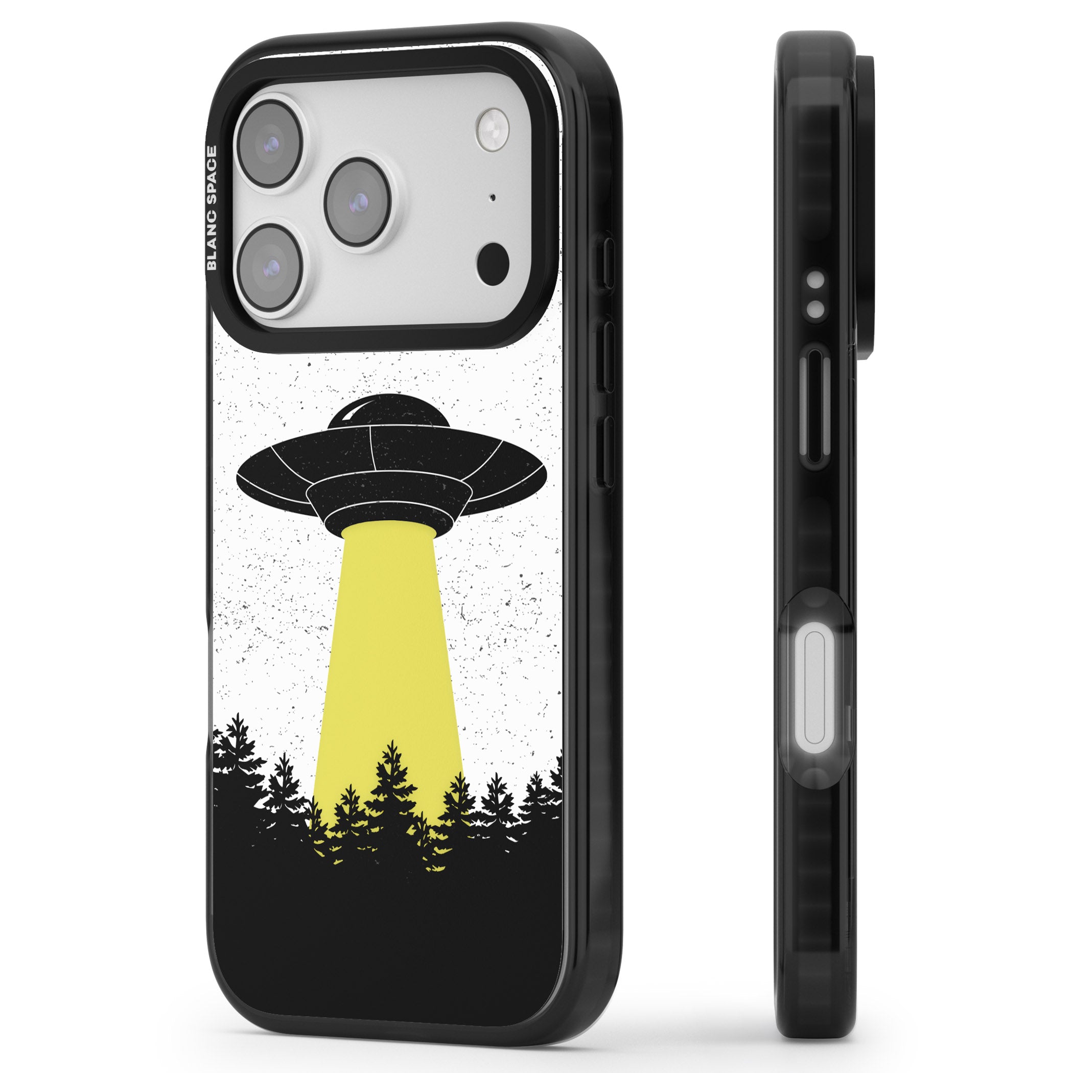 Alien Abduction iPhone 17 Pro Max Impact Black Phone Case Side Profile