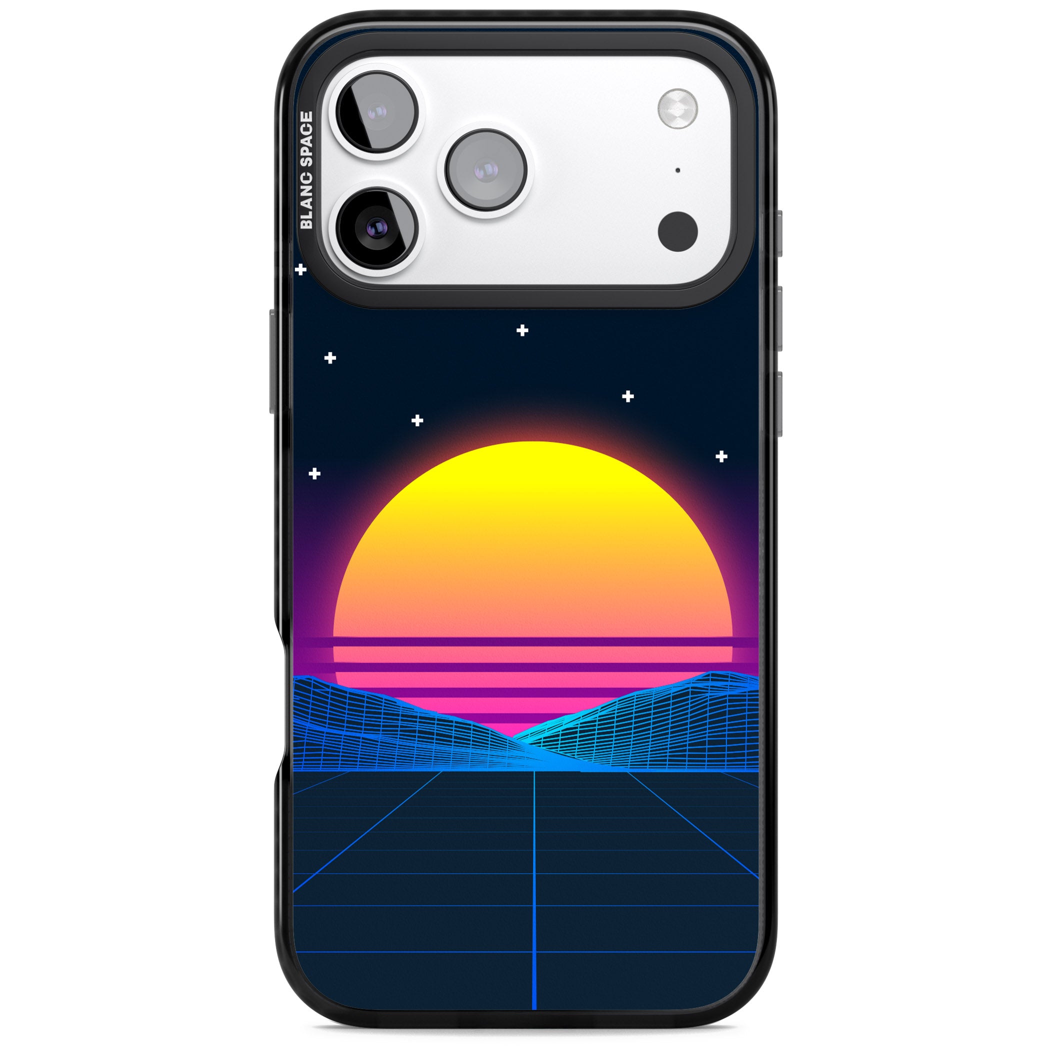 Retro Sunset Vaporwave iPhone 17 Pro Max Impact Black Phone Case