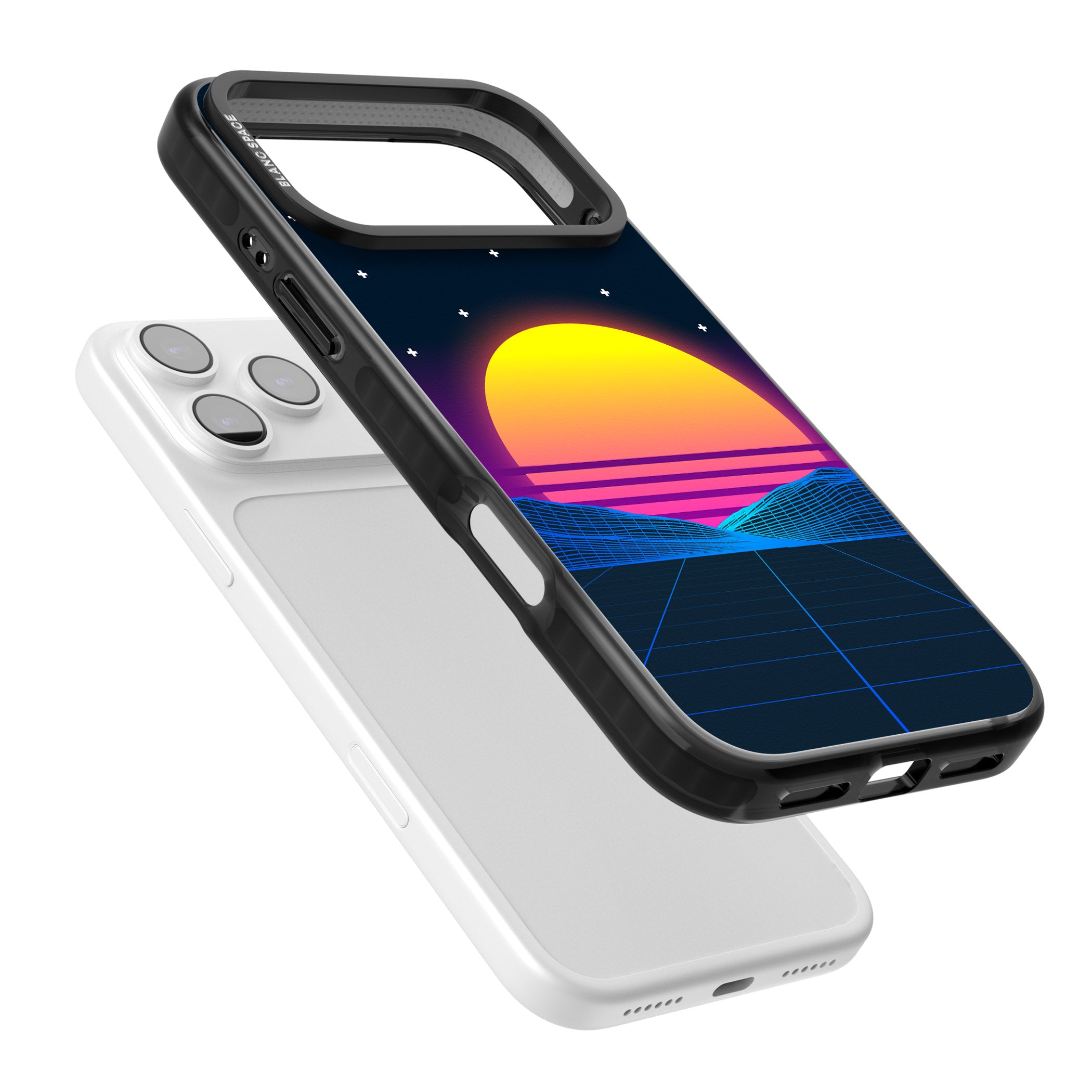 Retro Sunset Vaporwave iPhone 17 Pro Max Impact Black Phone Case Colours