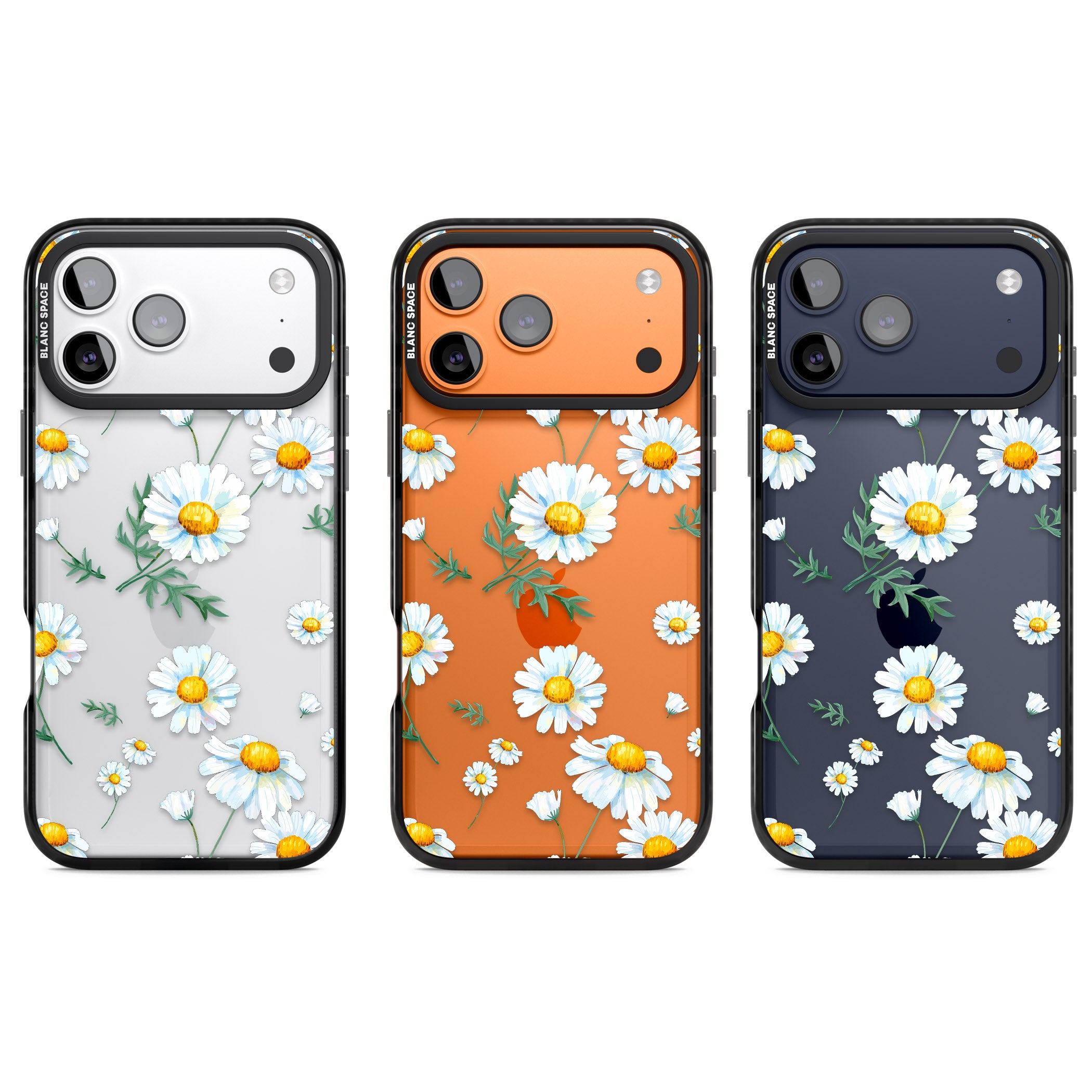 Vintage Painted Daisies iPhone 17 Pro Impact Black Phone Case APT Impact Protection