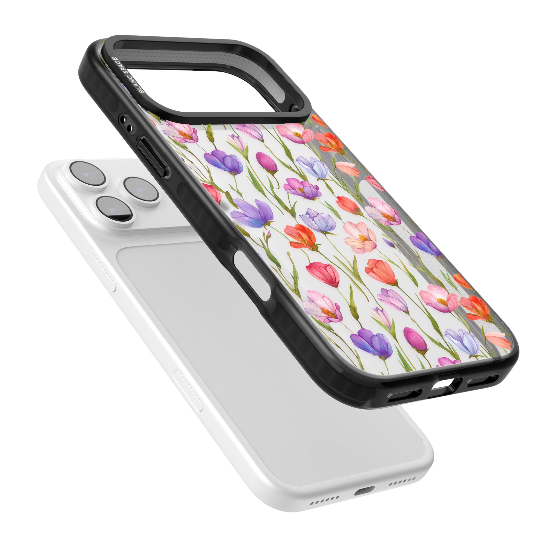 Red, Pink & Purple Flowers iPhone 17 Pro Max Impact Black Phone Case Colours