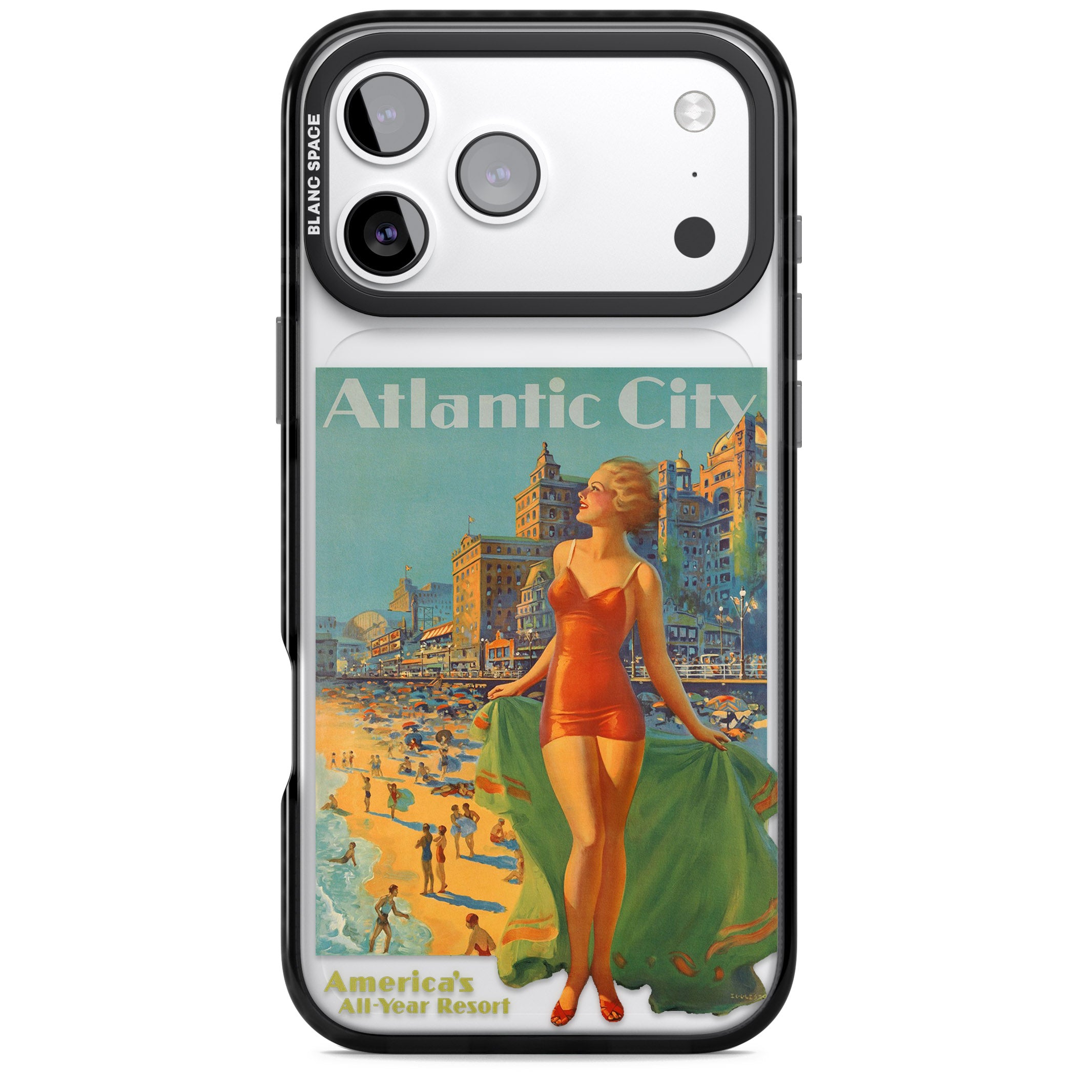 Atlantic City Vacation Poster iPhone 17 Pro Max Impact Black Phone Case