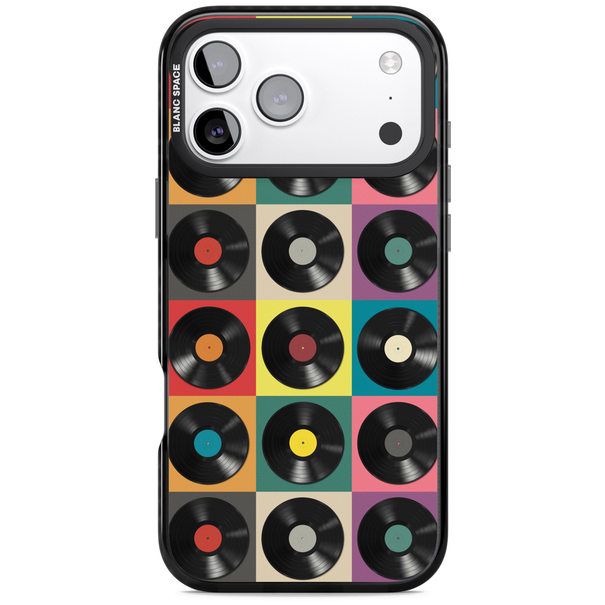 Vinyl Record Pattern iPhone 17 Pro Max Impact Black Phone Case