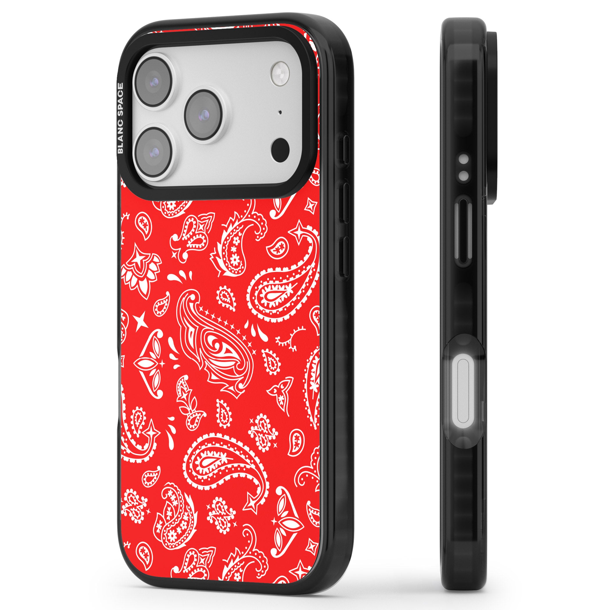 Red Bandana iPhone 17 Pro Max Impact Black Phone Case Side Profile