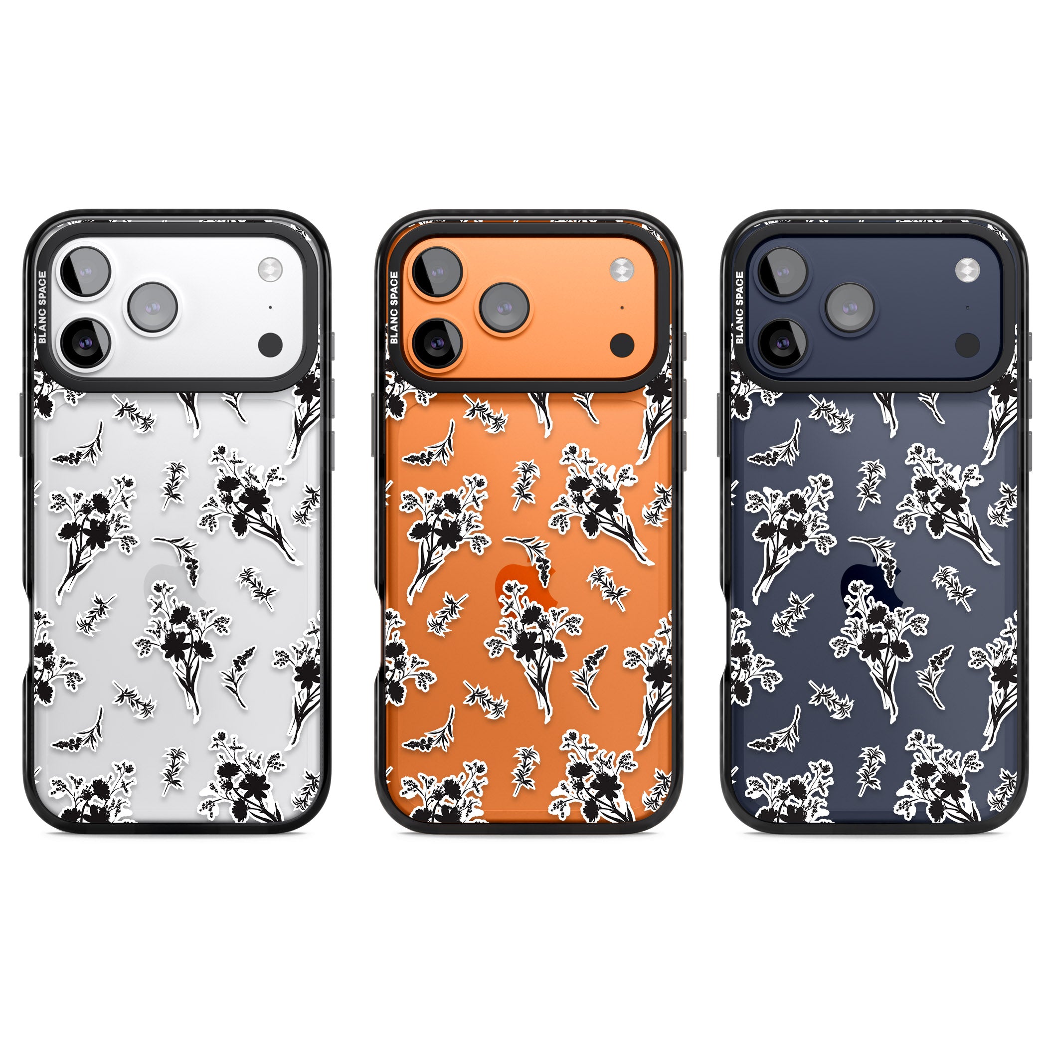 Black Sticker Wildflowers iPhone 17 Pro Impact Black Phone Case APT Impact Protection
