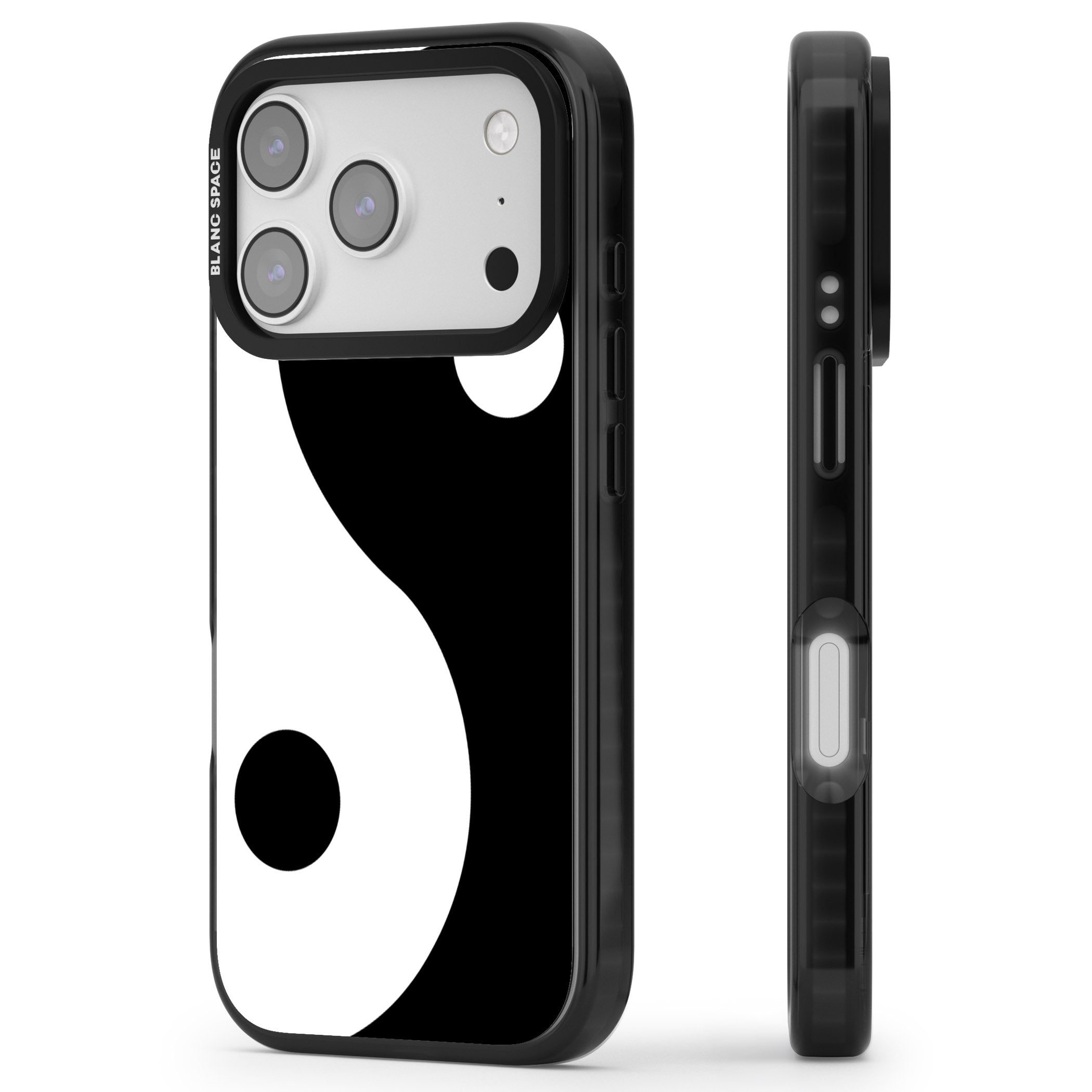 Large Yin Yang iPhone 17 Pro Max Impact Black Phone Case Side Profile