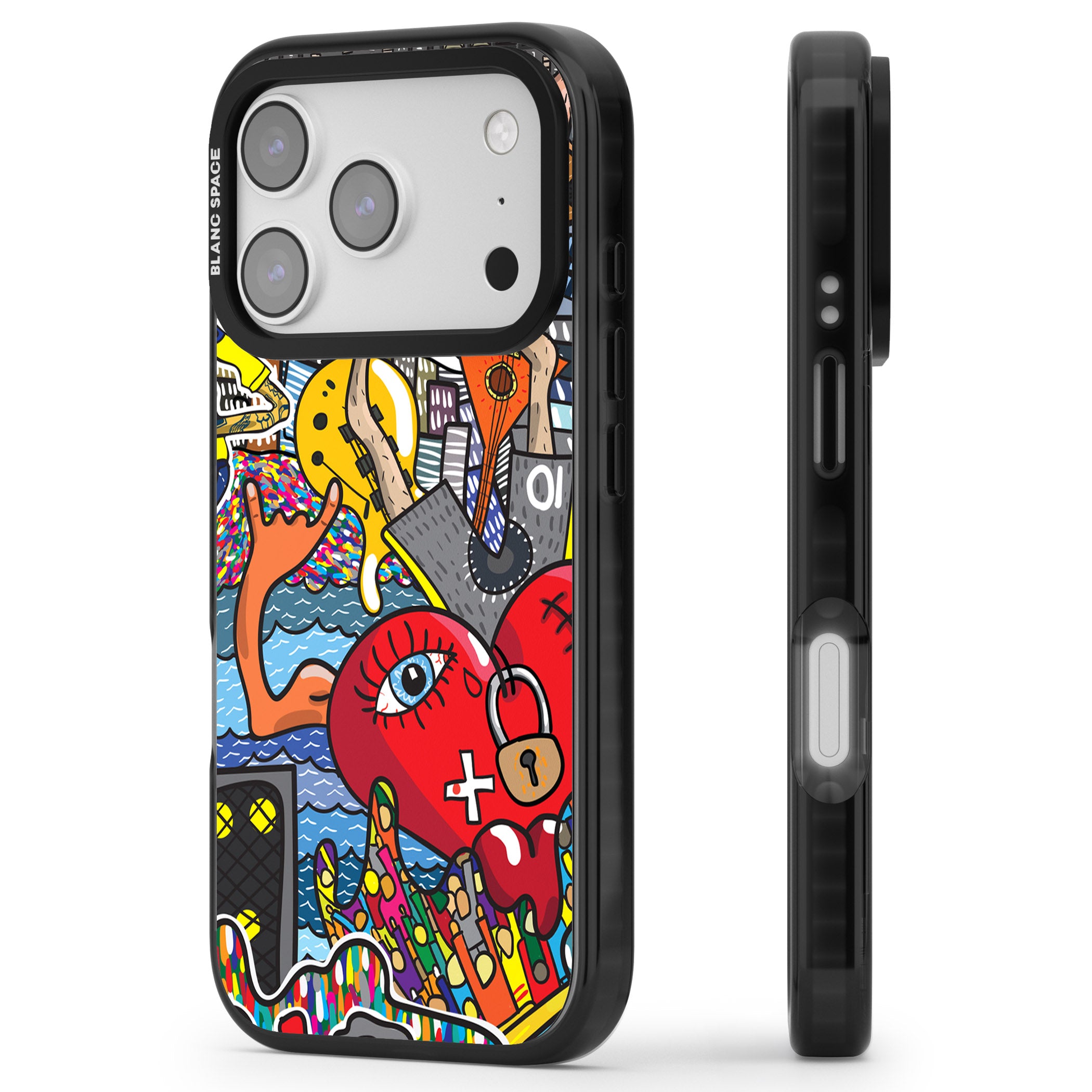 Crowd Tsunami iPhone 17 Pro Max Impact Black Phone Case Side Profile