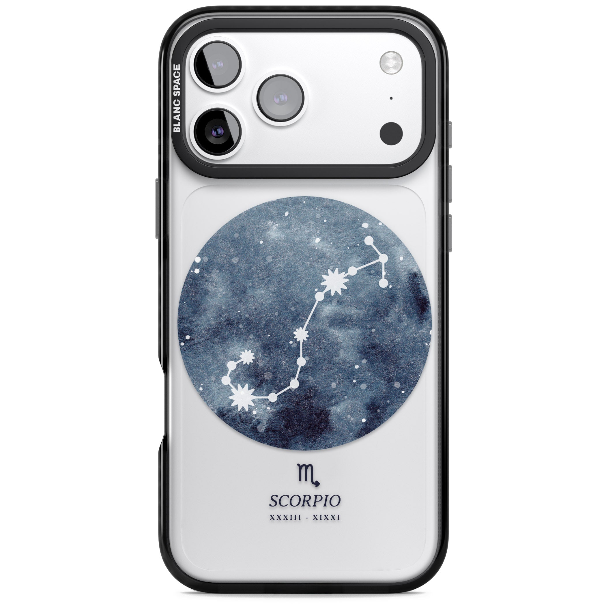 Scorpio Zodiac Blue iPhone 17 Pro Max Impact Black Phone Case