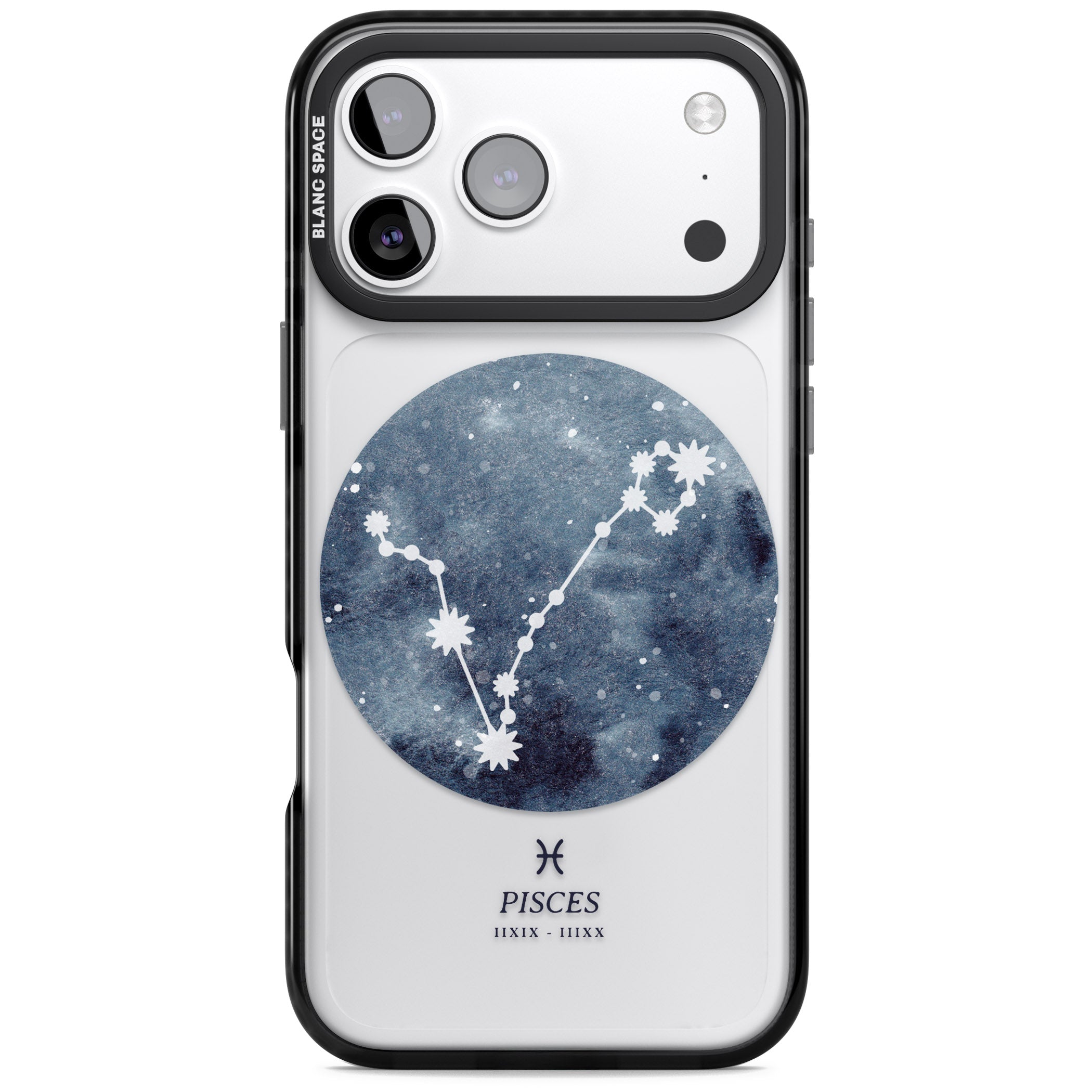 Pisces Zodiac Constellation iPhone 17 Pro Max Impact Black Phone Case