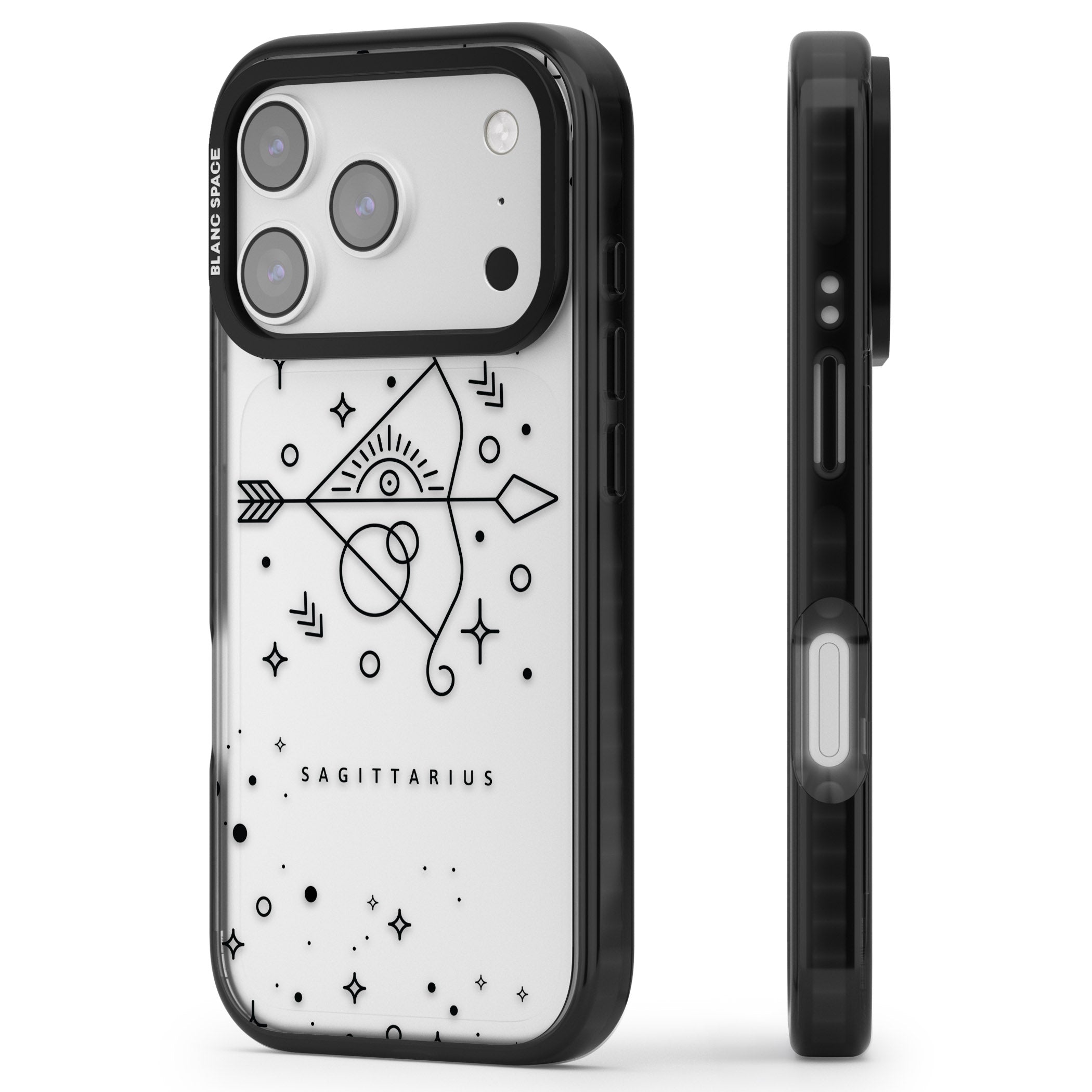 Sagittarius Arcane iPhone 17 Pro Max Impact Black Phone Case Side Profile