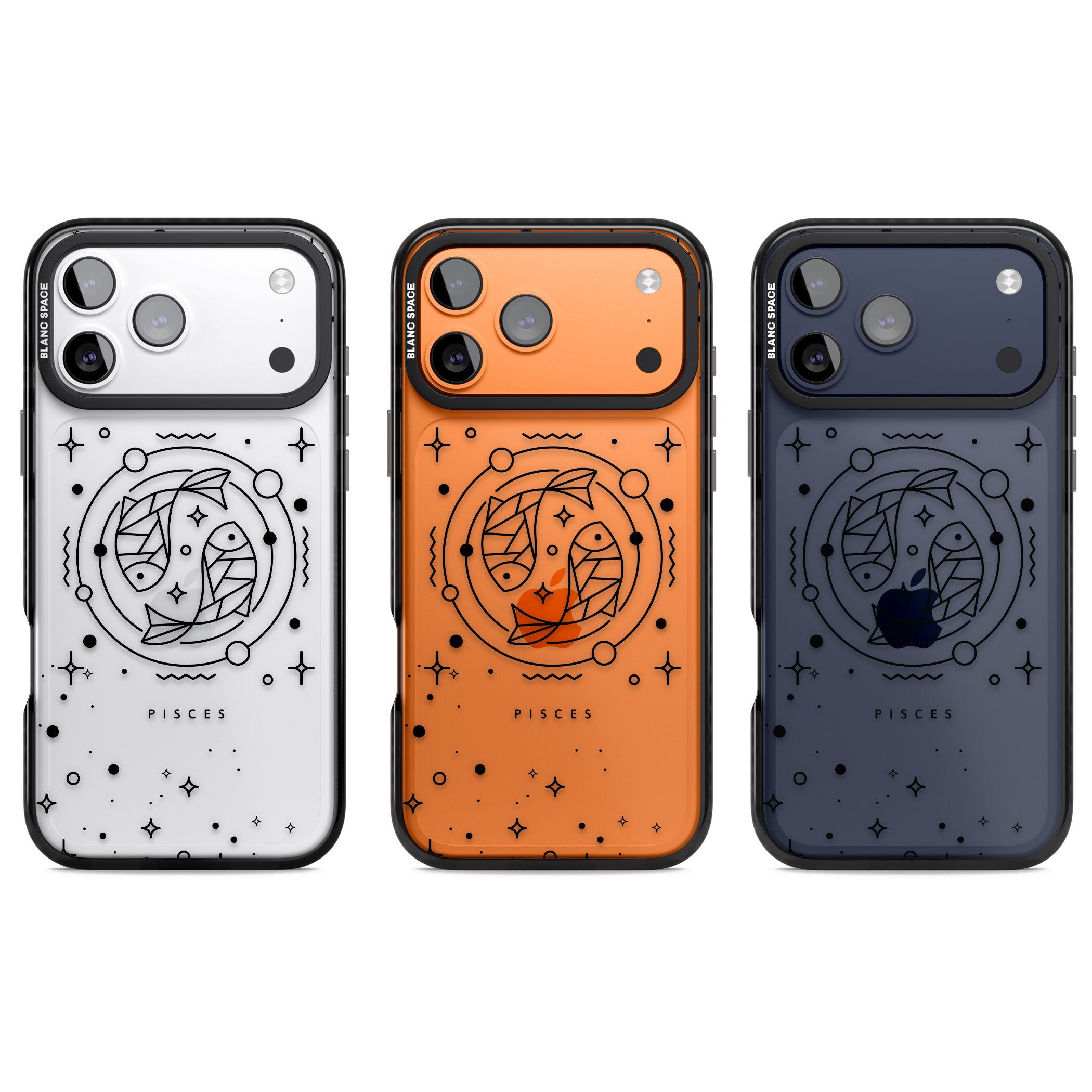 Pisces Emblem Transparent iPhone 17 Pro Impact Black Phone Case APT Impact Protection