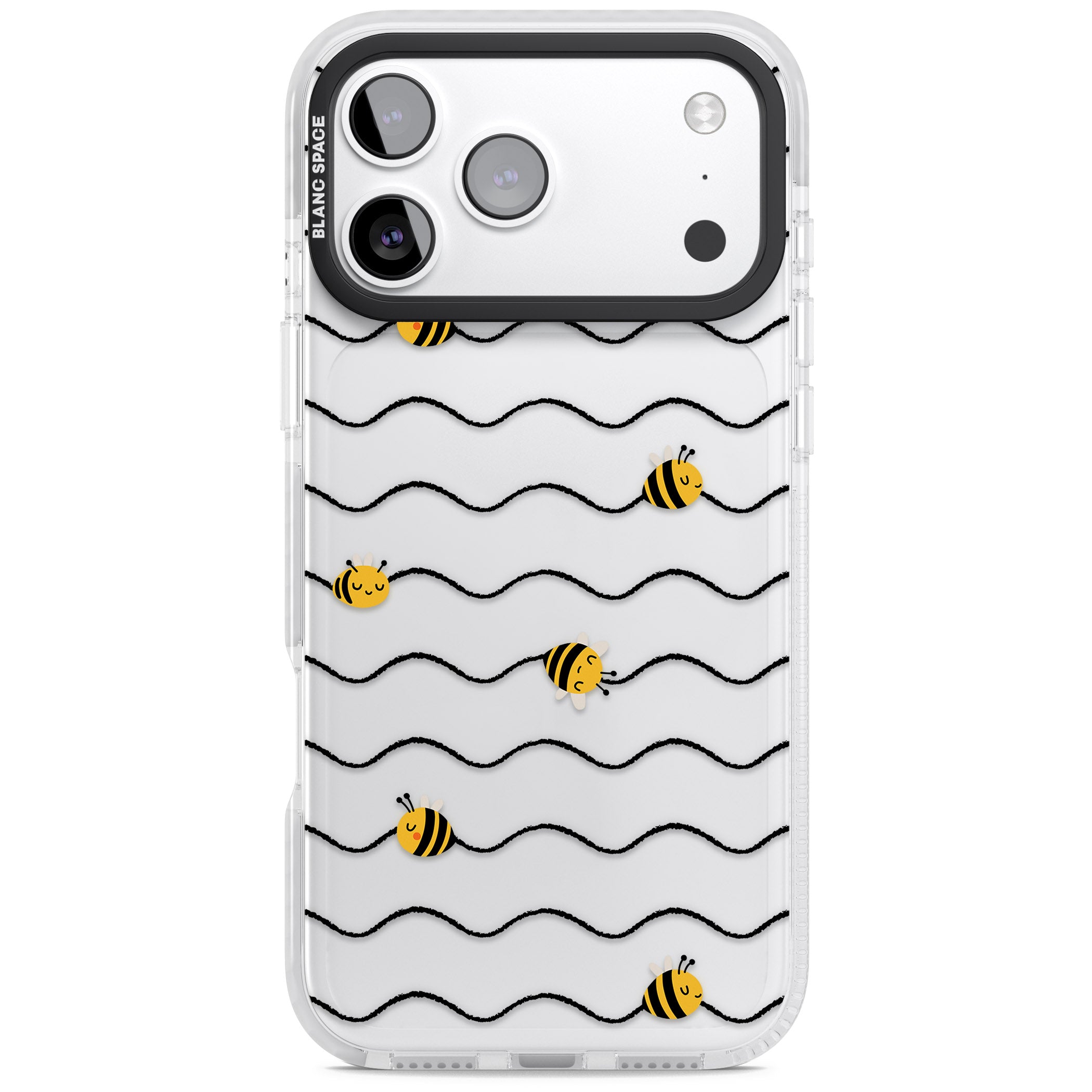 Bee Wave Pattern iPhone 17 Pro Max Impact Clear Phone Case