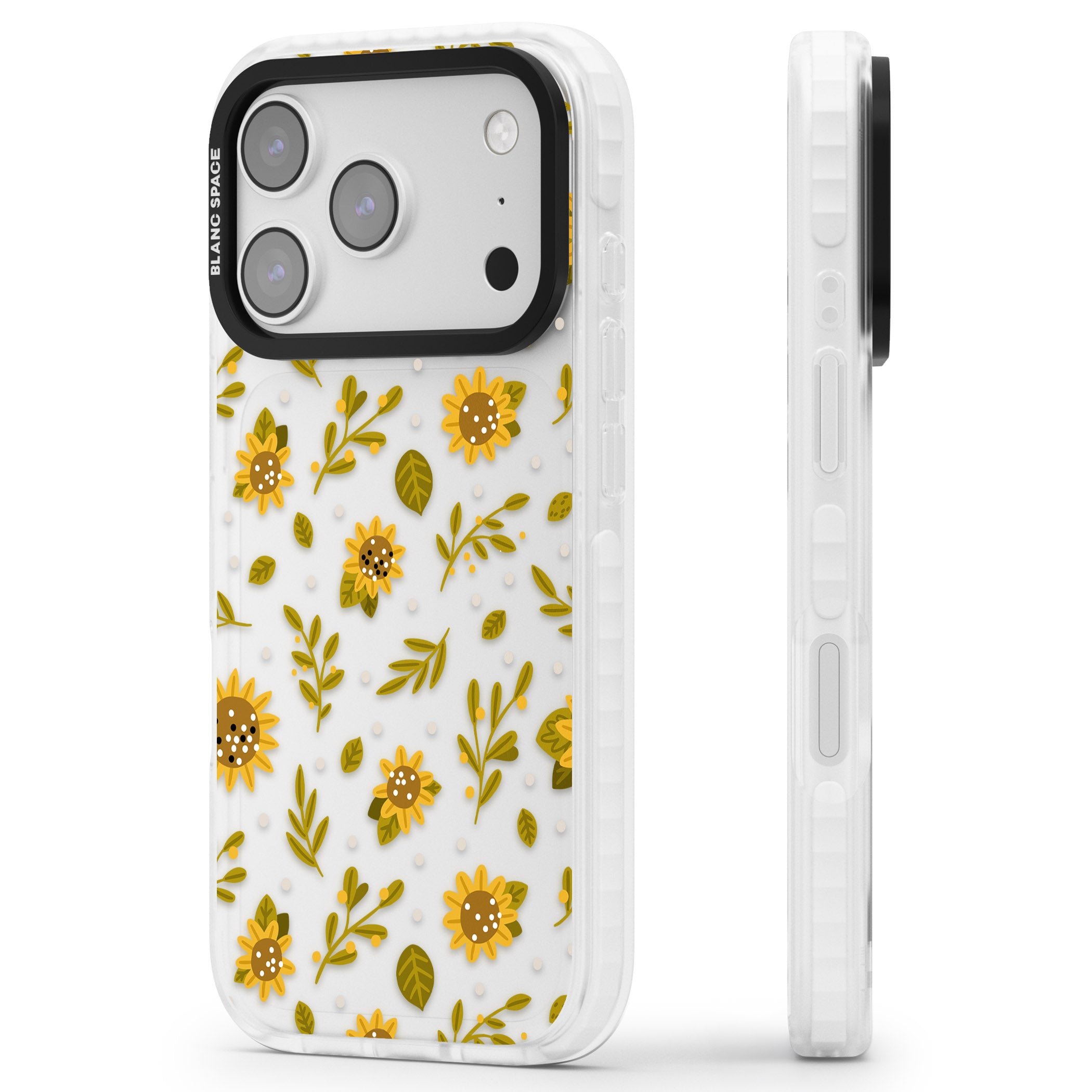 Bees & Sunflowers iPhone 17 Pro Max Impact Clear Phone Case Side Profile