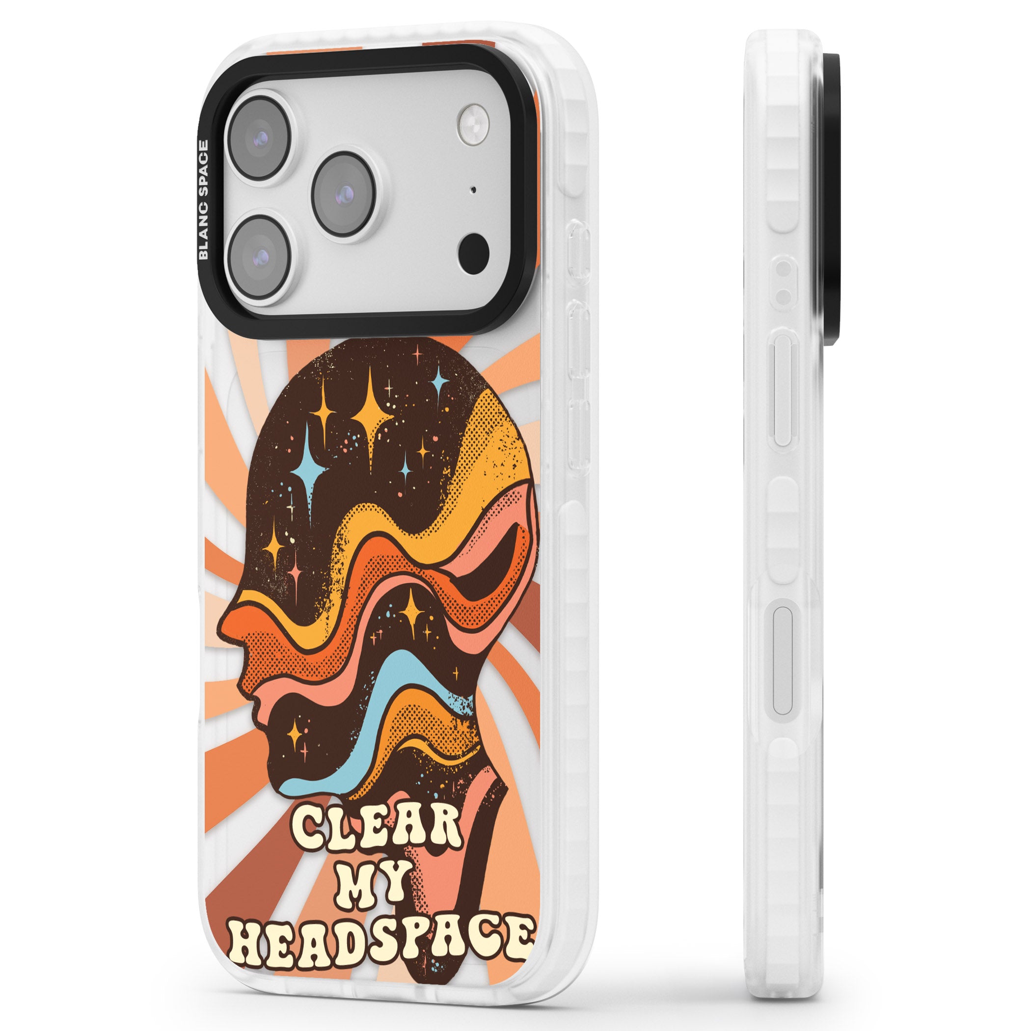 Clear My Headspace iPhone 17 Pro Max Impact Clear Phone Case Side Profile