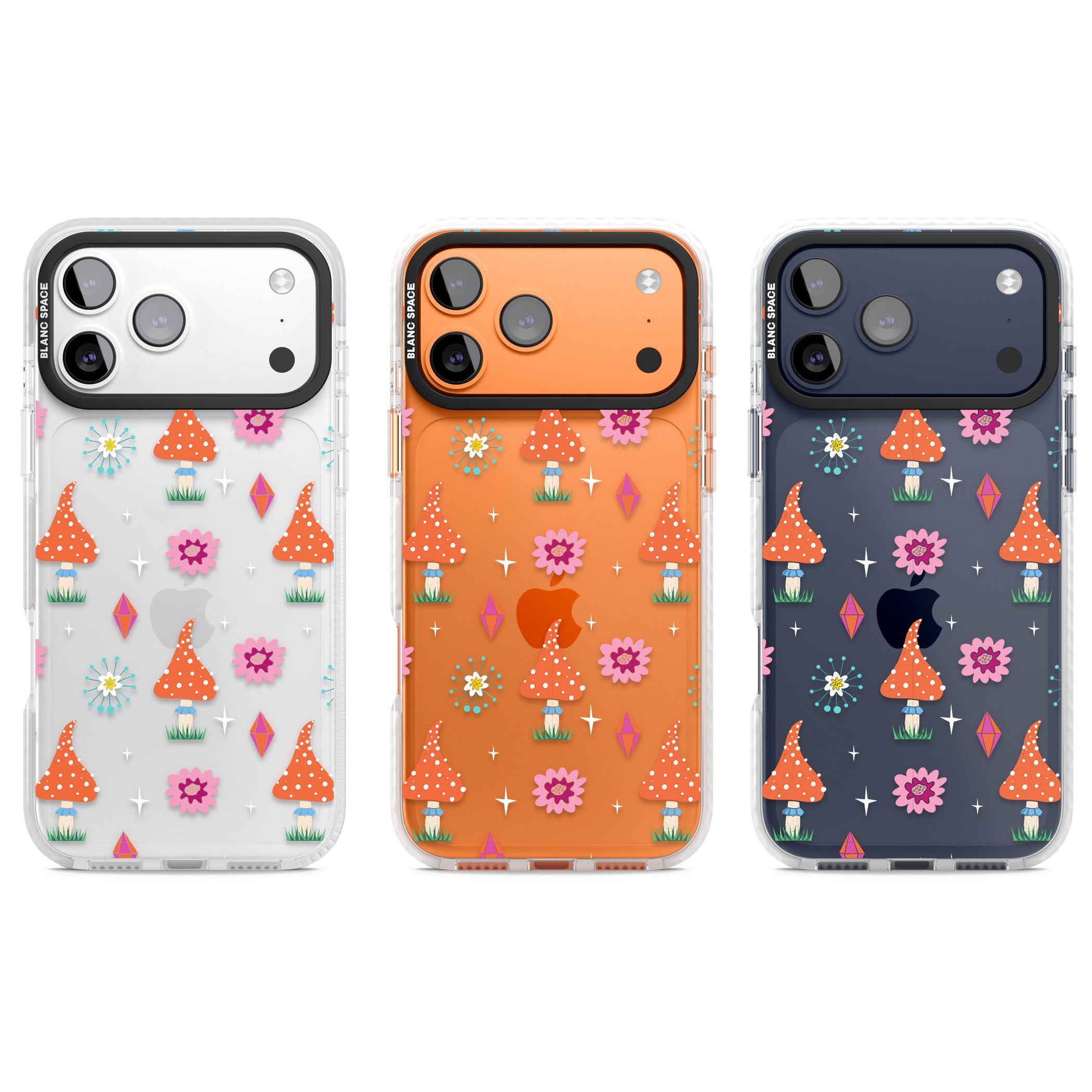 Boho Celestial Mushroom Crystal iPhone 17 Pro Impact Clear Phone Case APT Impact Protection