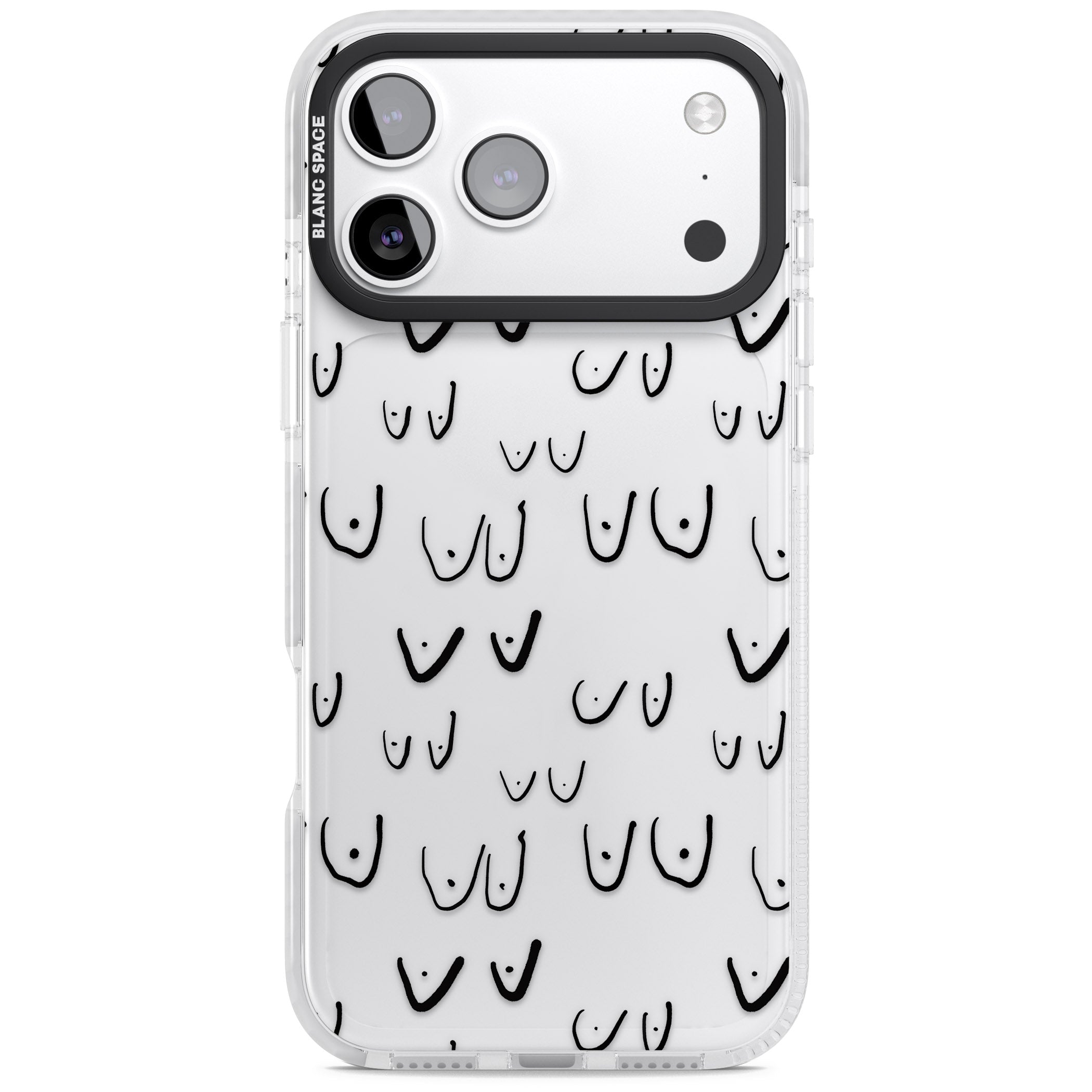 Boob Pattern (Black) iPhone 17 Pro Max Impact Clear Phone Case