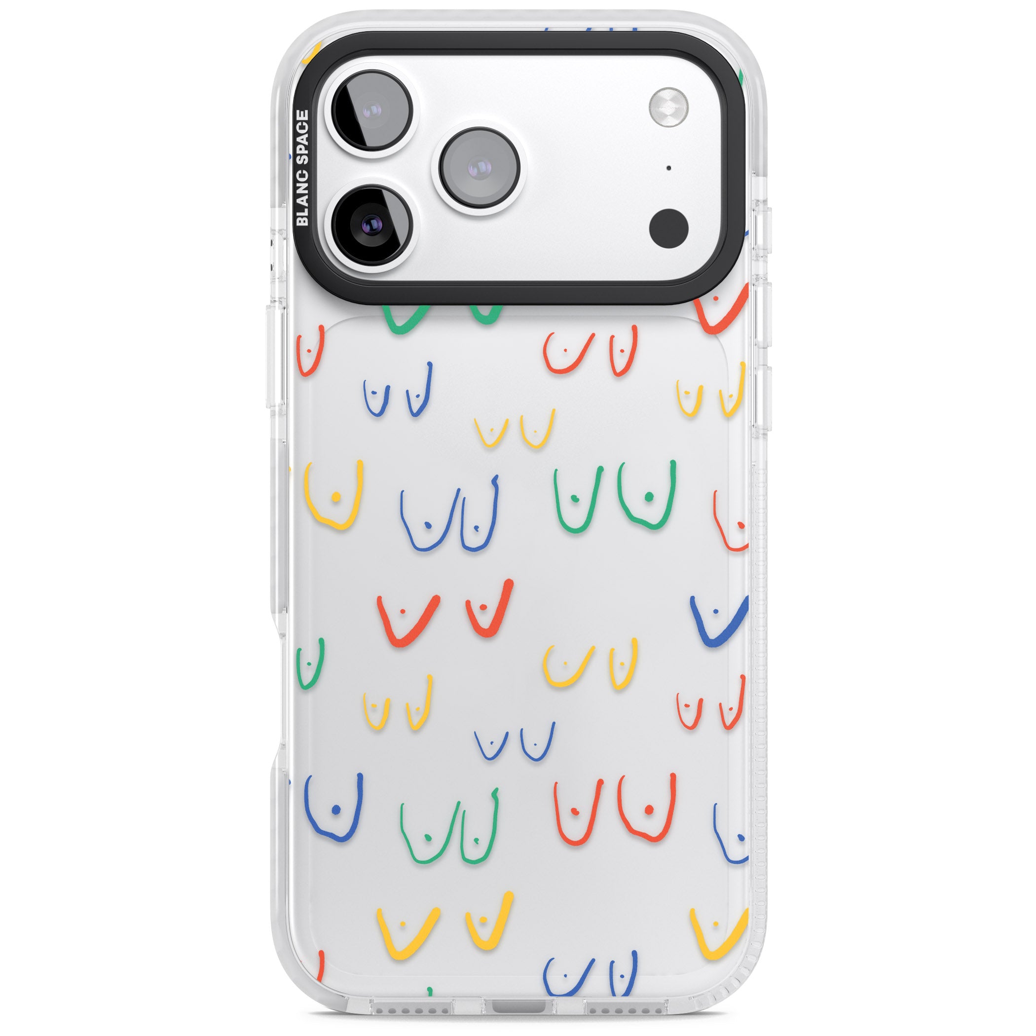 Boob Pattern (Mixed Colours) iPhone 17 Pro Max Impact Clear Phone Case