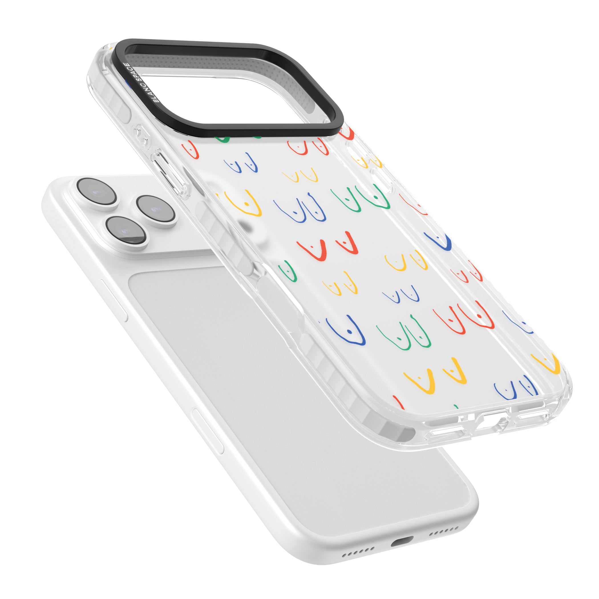 Boob Pattern (Mixed Colours) iPhone 17 Pro Max Impact Clear Phone Case Colours