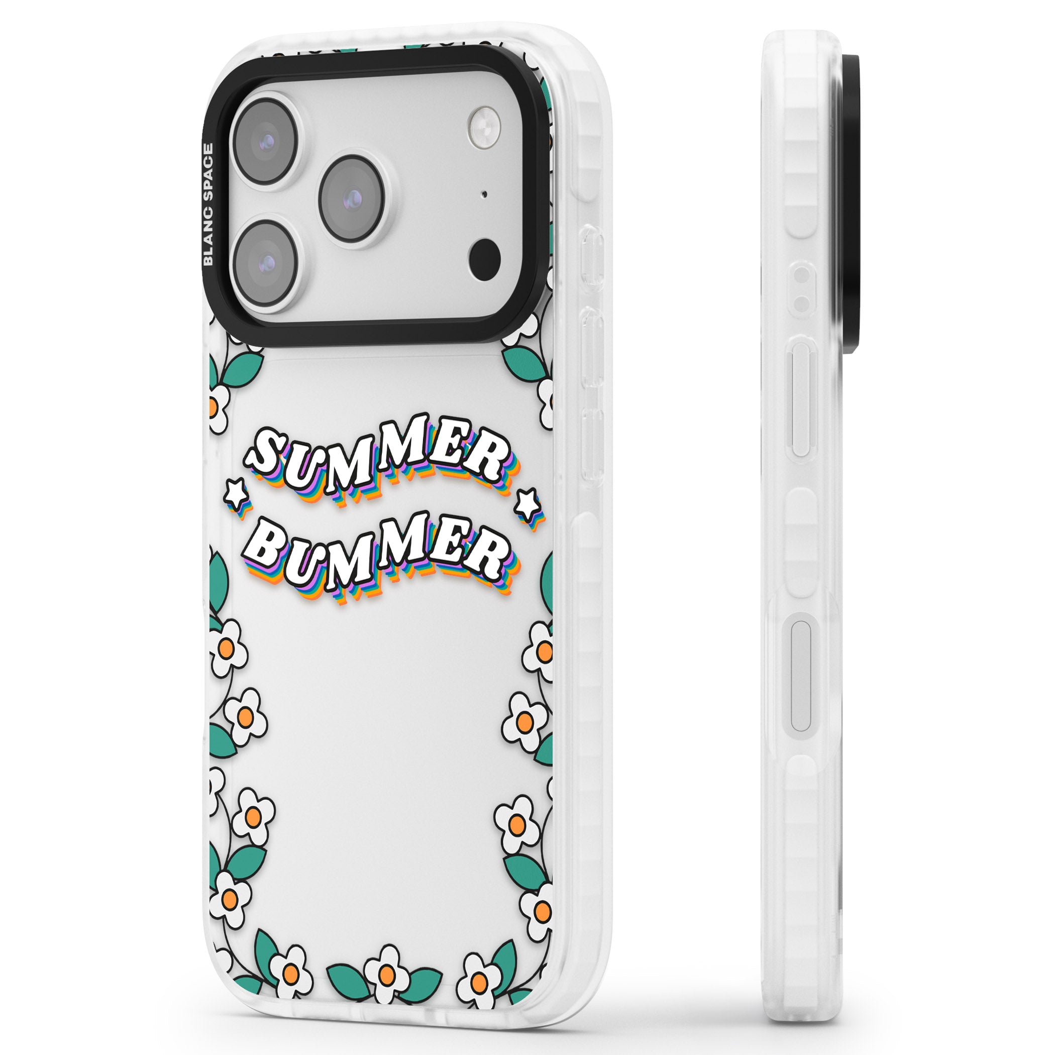 Summer Bummer iPhone 17 Pro Max Impact Clear Phone Case Side Profile