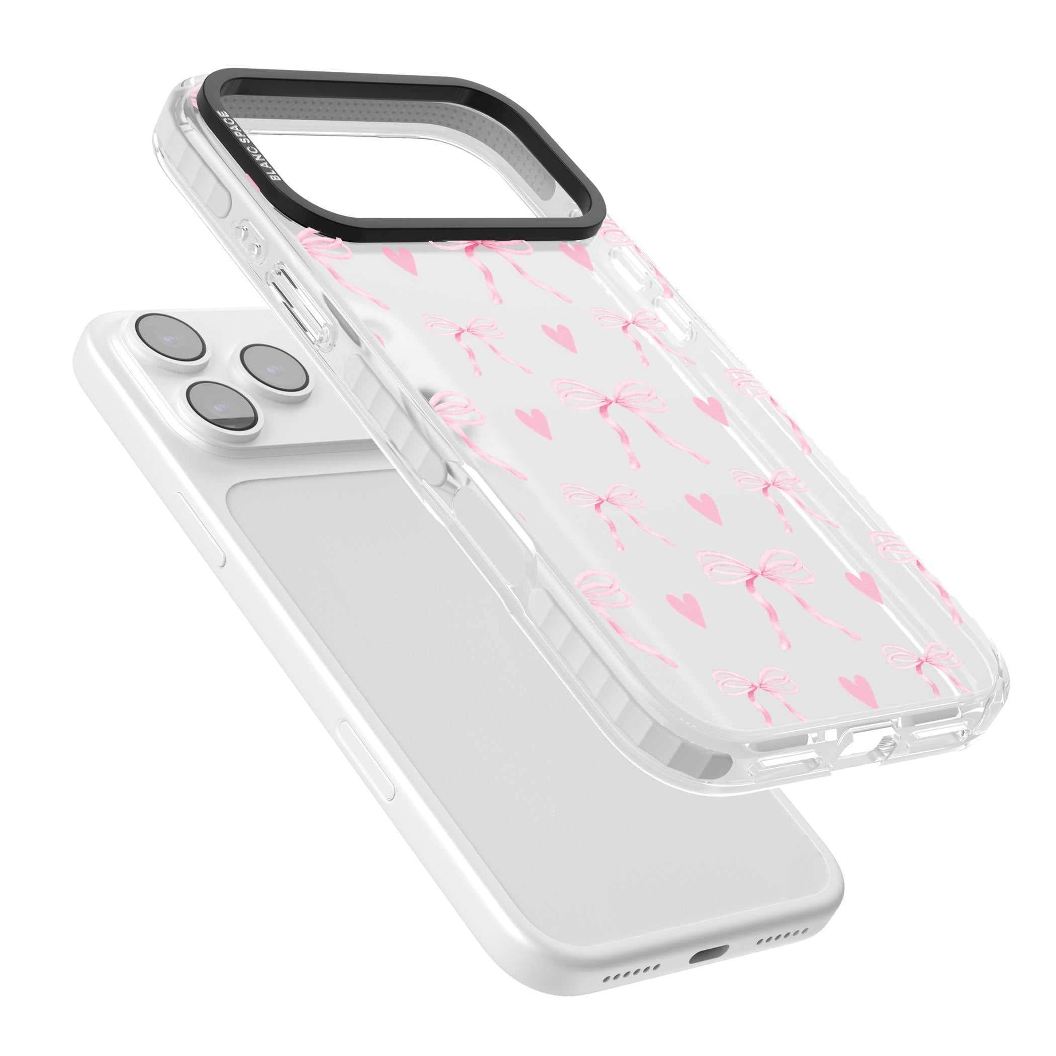 Pink Bows & Hearts iPhone 17 Pro Max Impact Clear Phone Case Colours