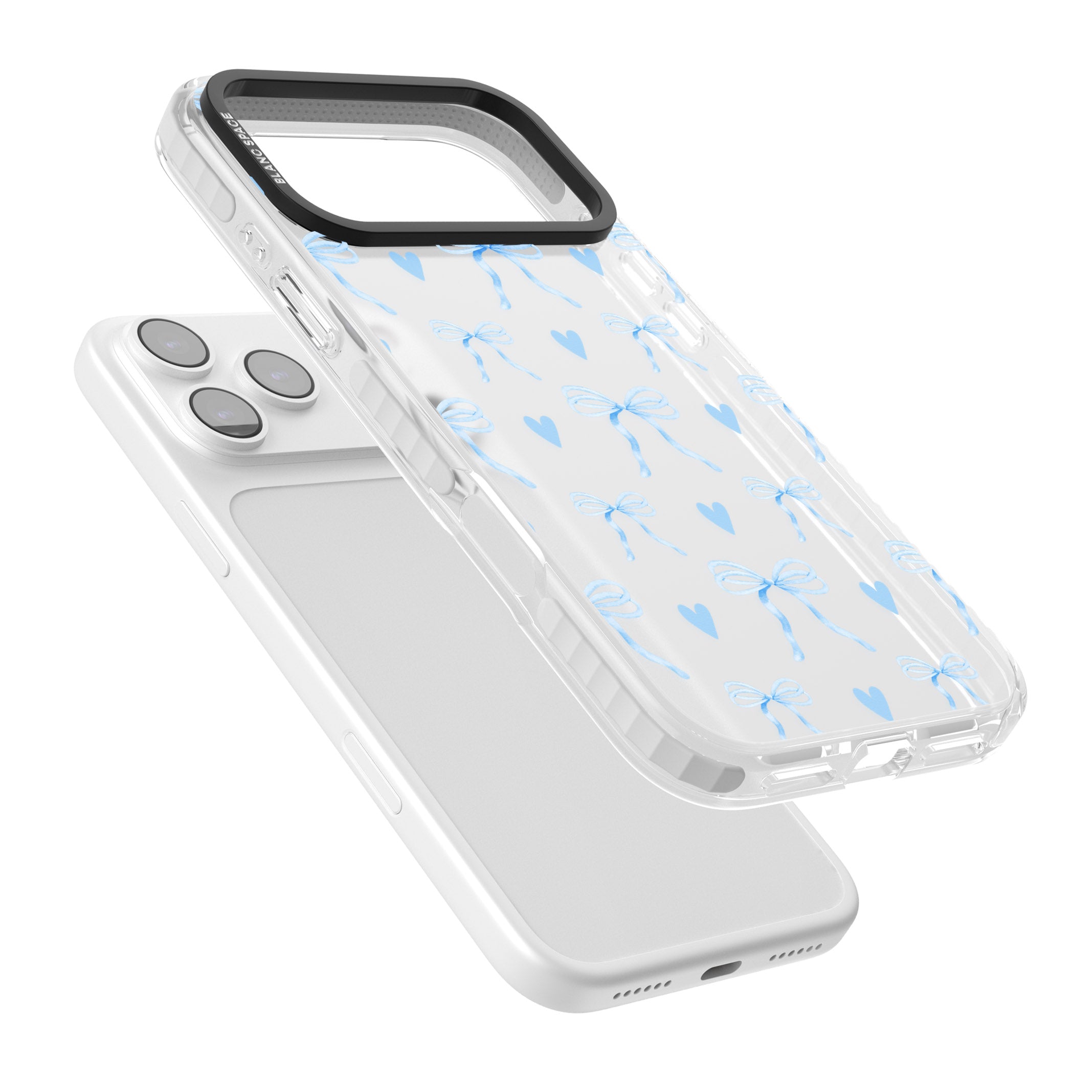 Blue Bows & Hearts iPhone 17 Pro Max Impact Clear Phone Case Colours