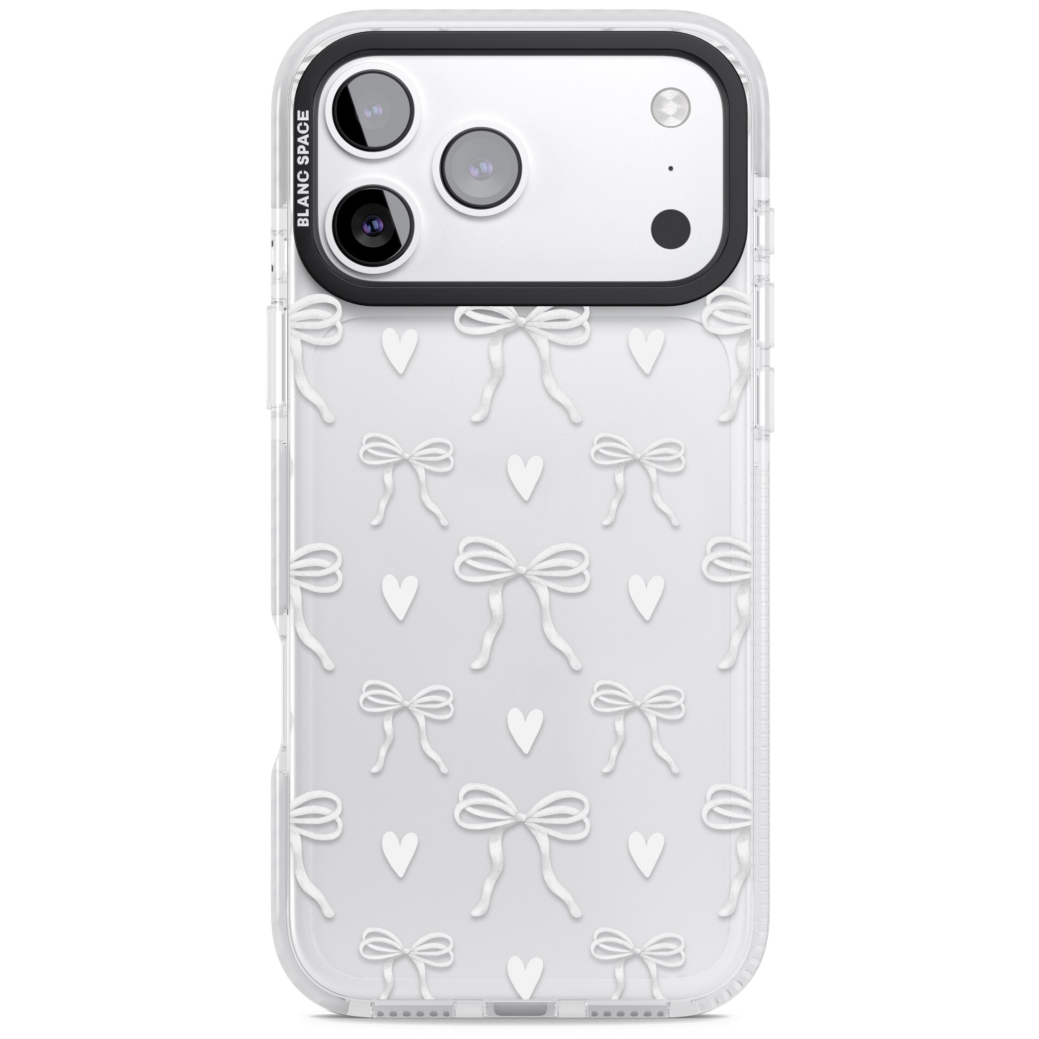 White Bows & Hearts iPhone 17 Pro Max Impact Clear Phone Case