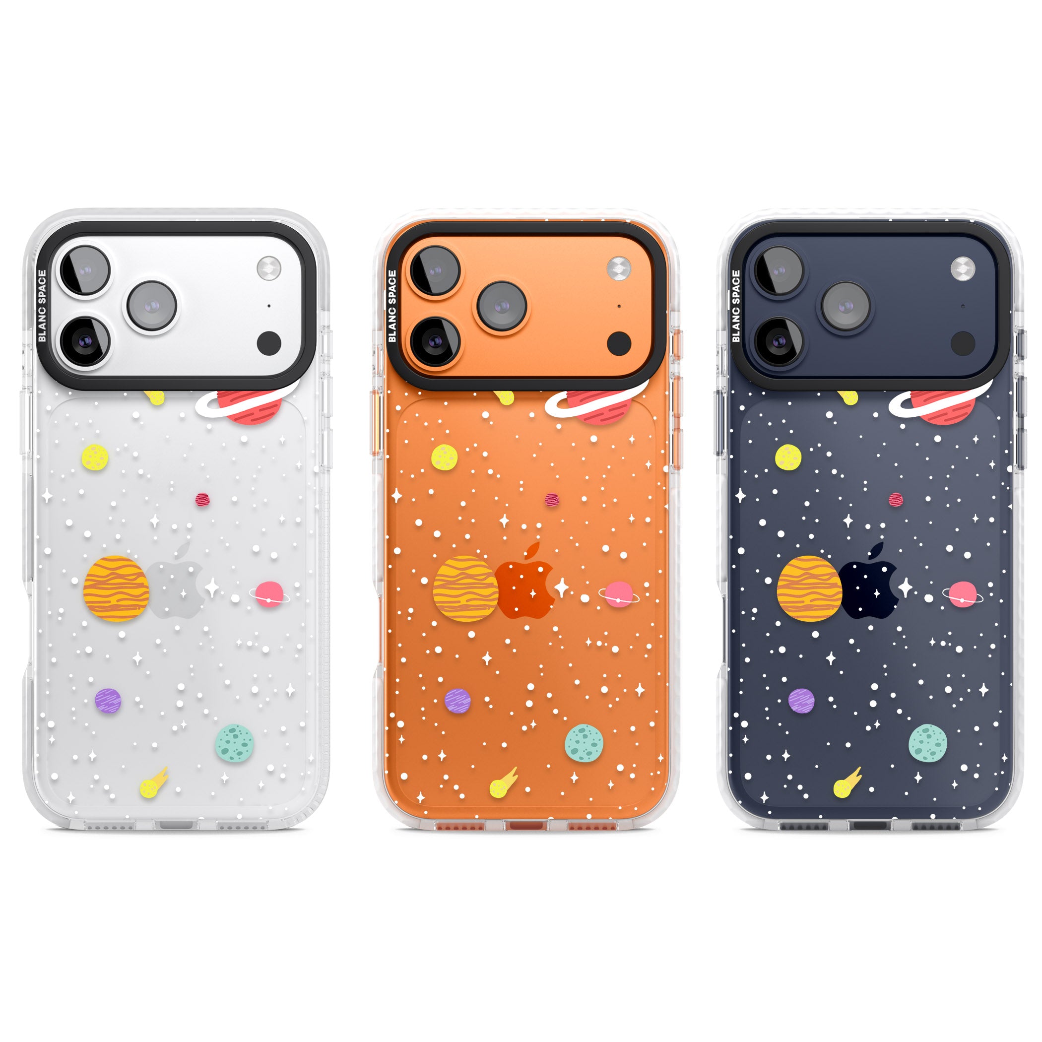 Cute Cartoon Planets (Clear) iPhone 17 Pro Impact Clear Phone Case APT Impact Protection