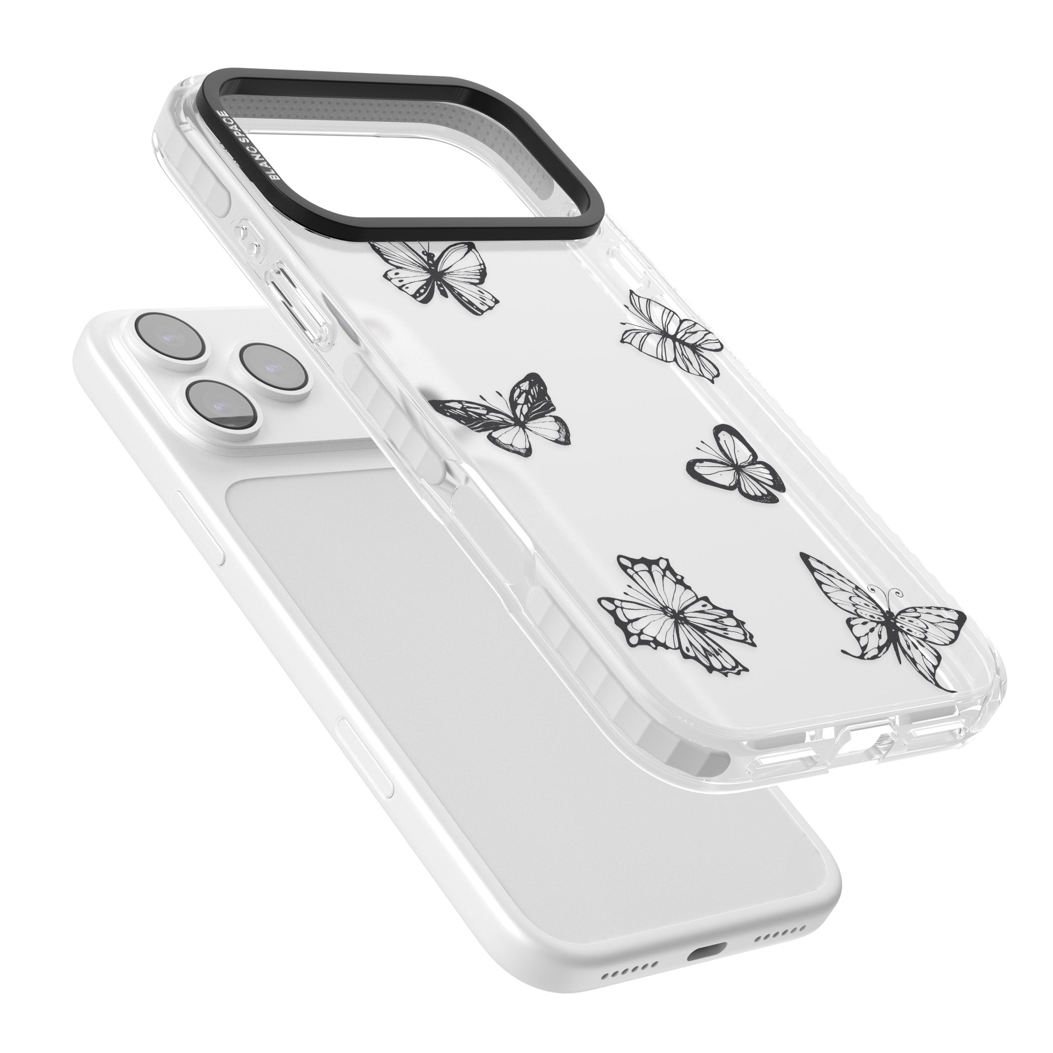 Grey Butterfly Line Pattern iPhone 17 Pro Max Impact Clear Phone Case Colours