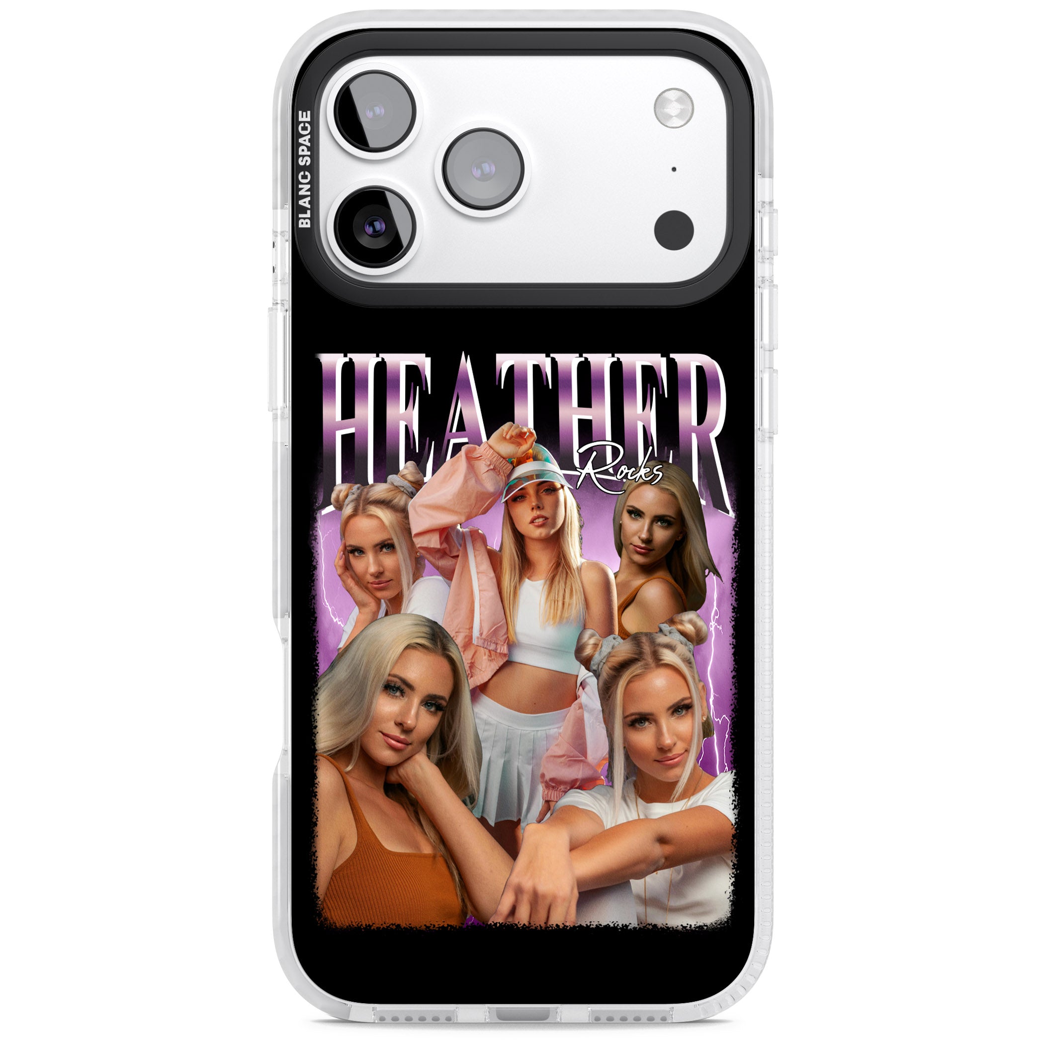 Personalised Airbrush Name & Photo Collage (Pink) iPhone 17 Pro Max Impact Clear Phone Case