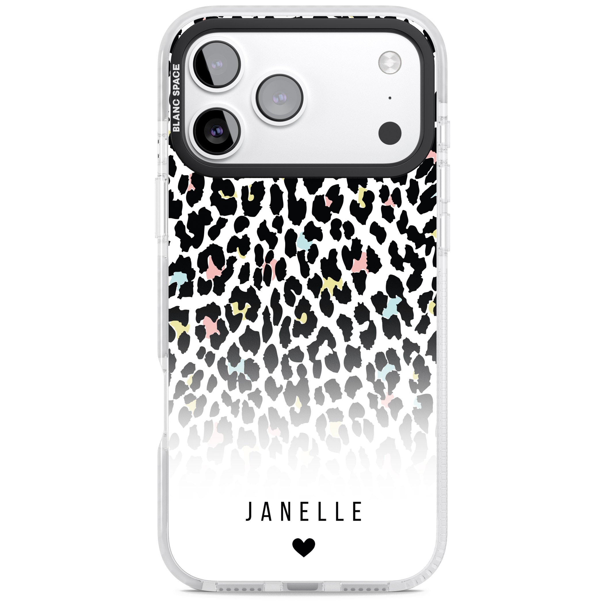 Personalised Pastel Leopard iPhone 17 Pro Max Impact Clear Phone Case